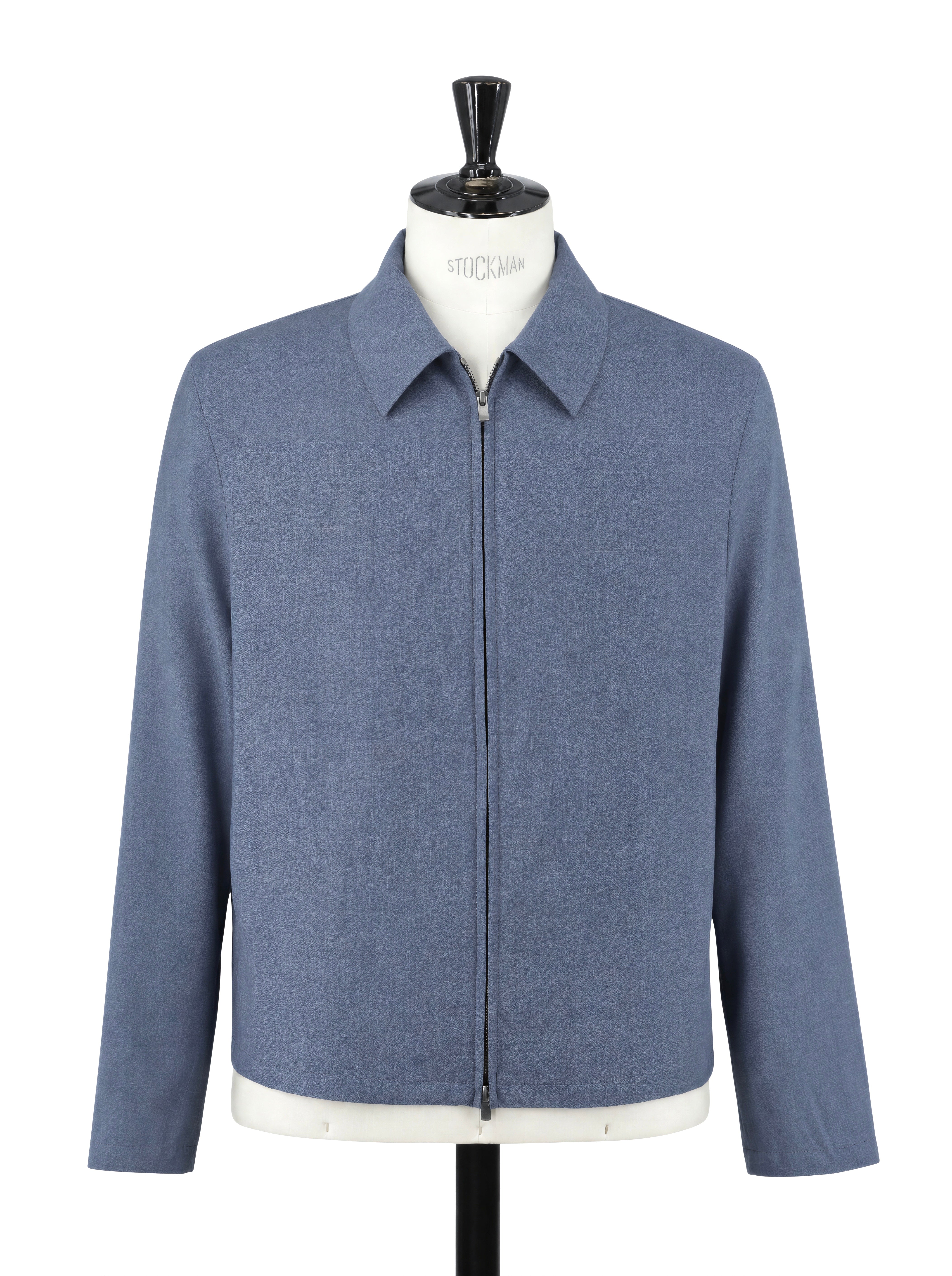 Berwich x Zignone Ocean Blue Wool & Viscose Blouson Jacket