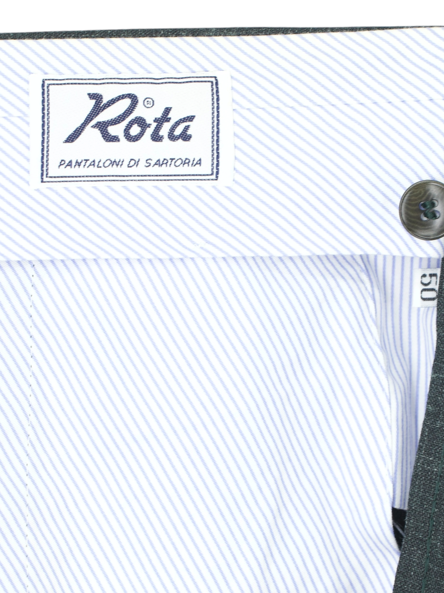Rota Dark Sage-Green Wool, Silk & Linen Mélange Summer Trousers