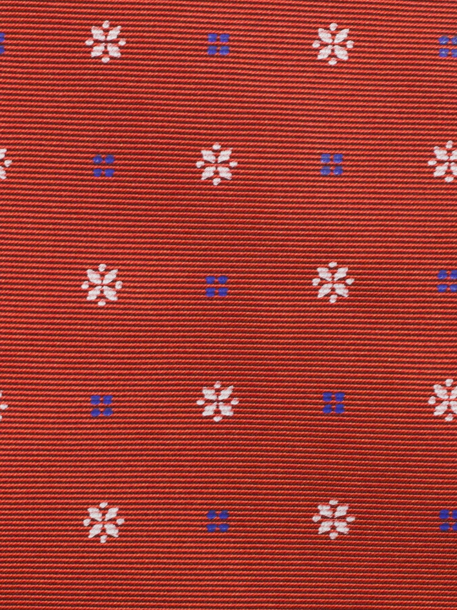 Kiton 5-Fold Coral Red & Blue Silk Vintage Geometric Pattern Tie