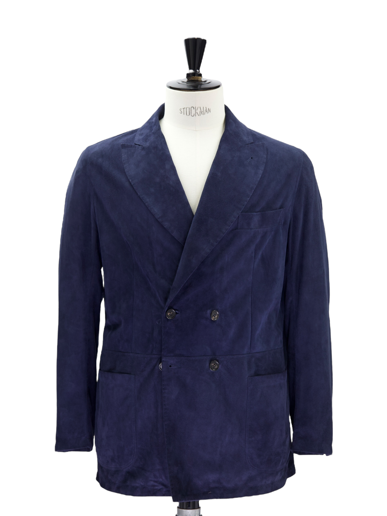 Rifugio Navy Double-Breasted Suede Blazer