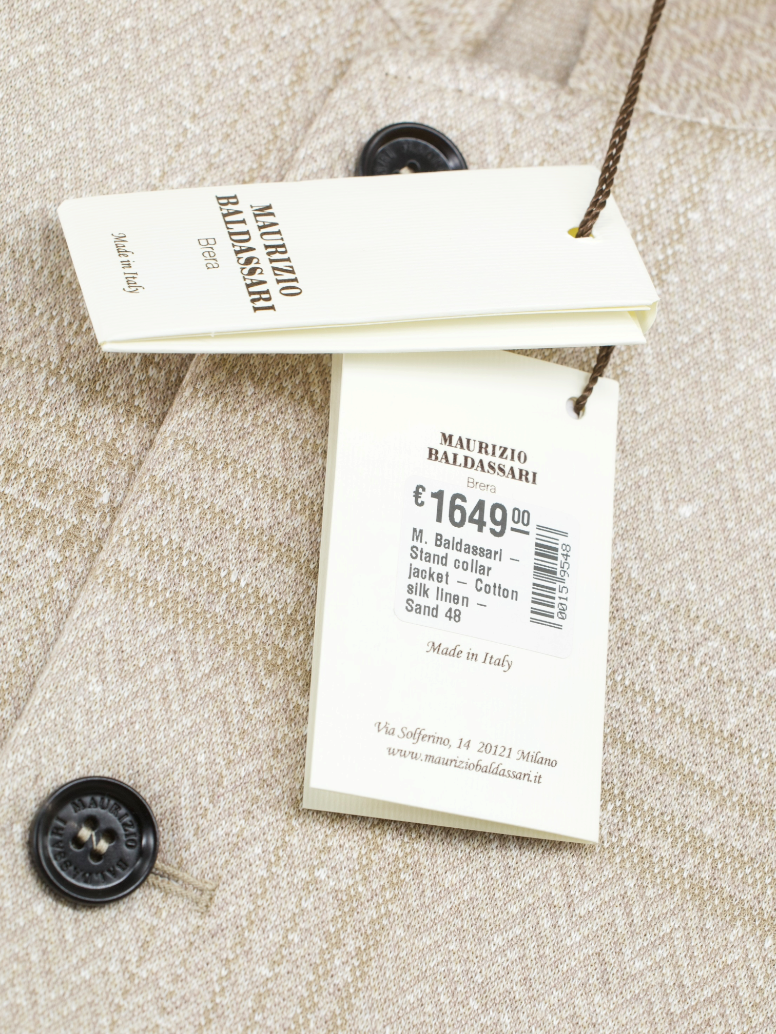 Maurizio Baldassari Sand Cotton, Silk & Linen Stand-Collar Jacket