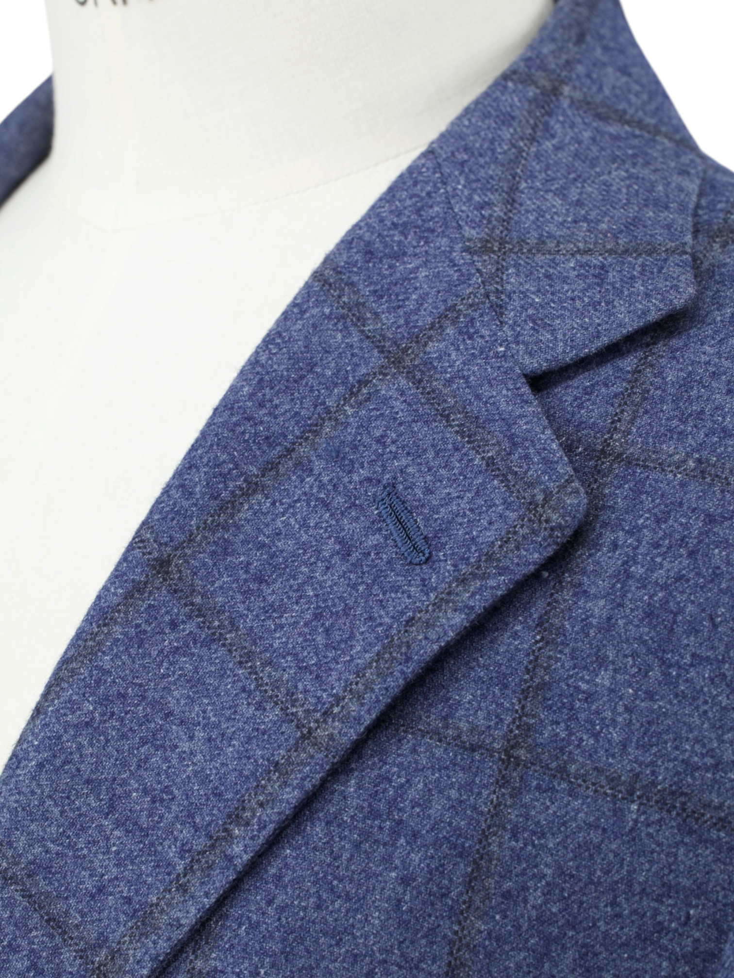 Kiton Blue Wool, Cotton & Silk Windowpane Jacket