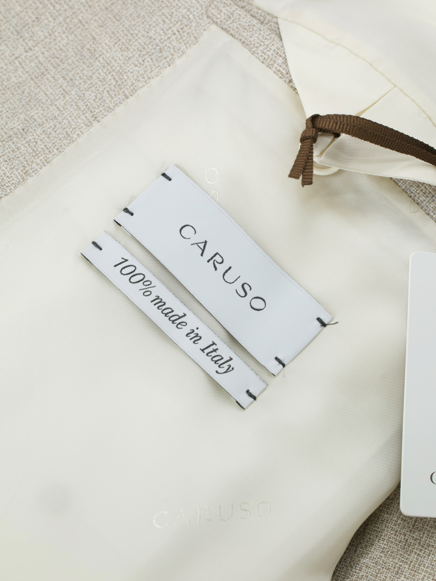 Caruso Sand Double-Breasted Cotton, Linen & Wool Figaro Jacket