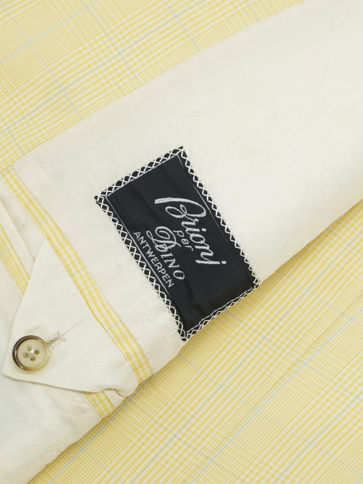 Brioni Butter Yellow & Light Blue Wool-Silk Blend Checkered Jacket