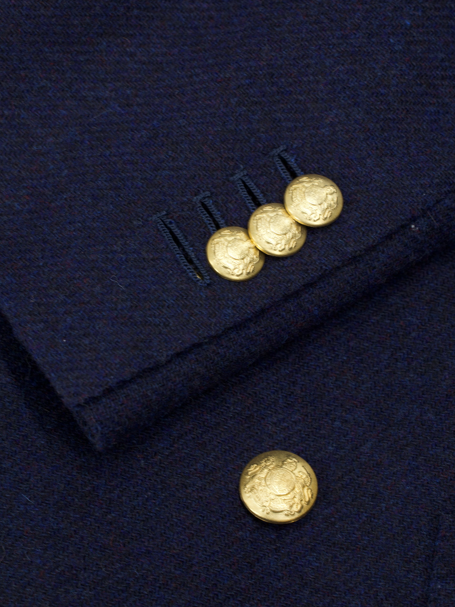De Petrillo Dark Blue & Brown Double-Breasted Wool & Cashmere Blazer Jacket