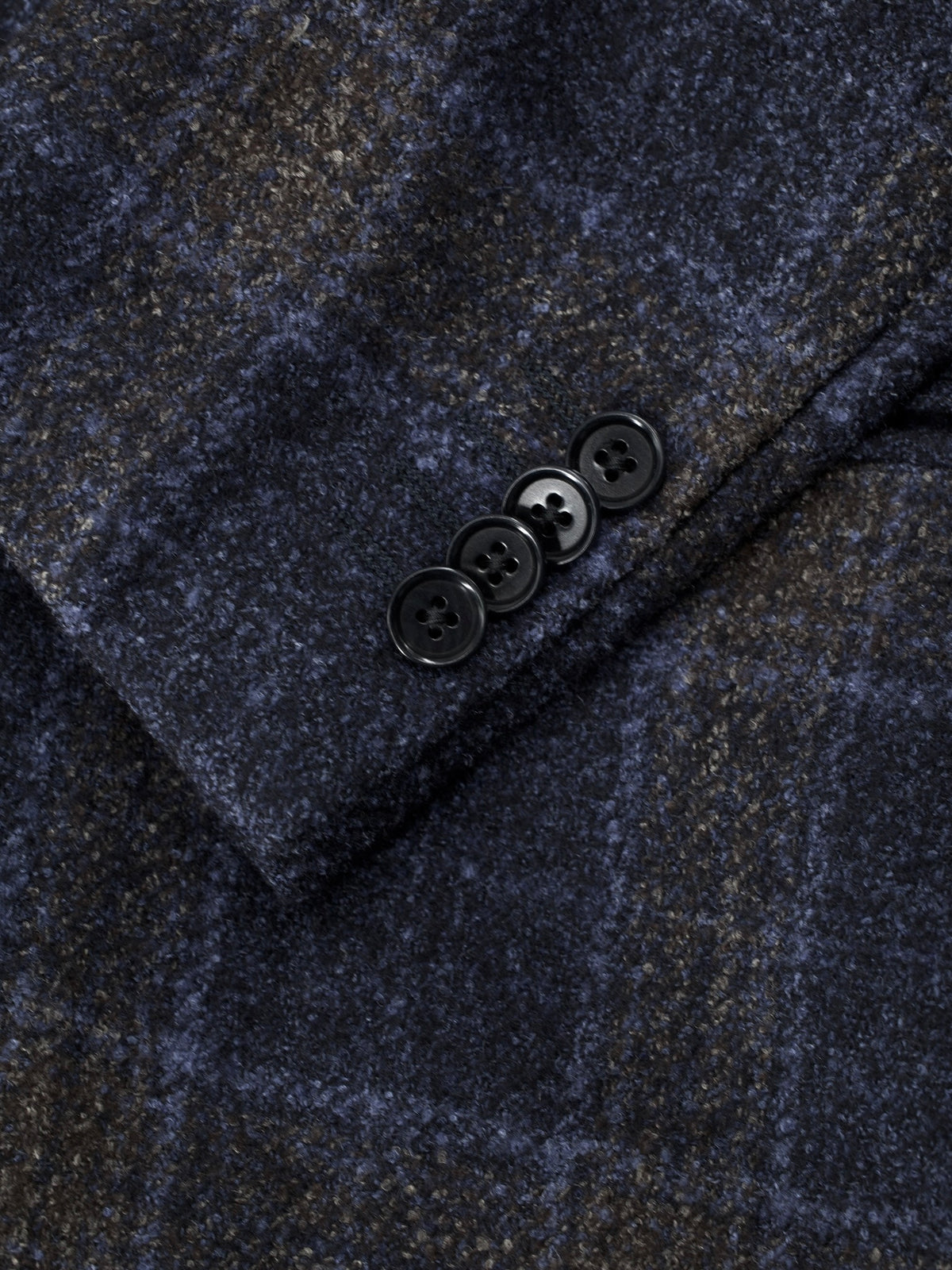 Caruso Blue & Brown Wool, Stretch, Silk & Linnen Boucle Checkered Jacket