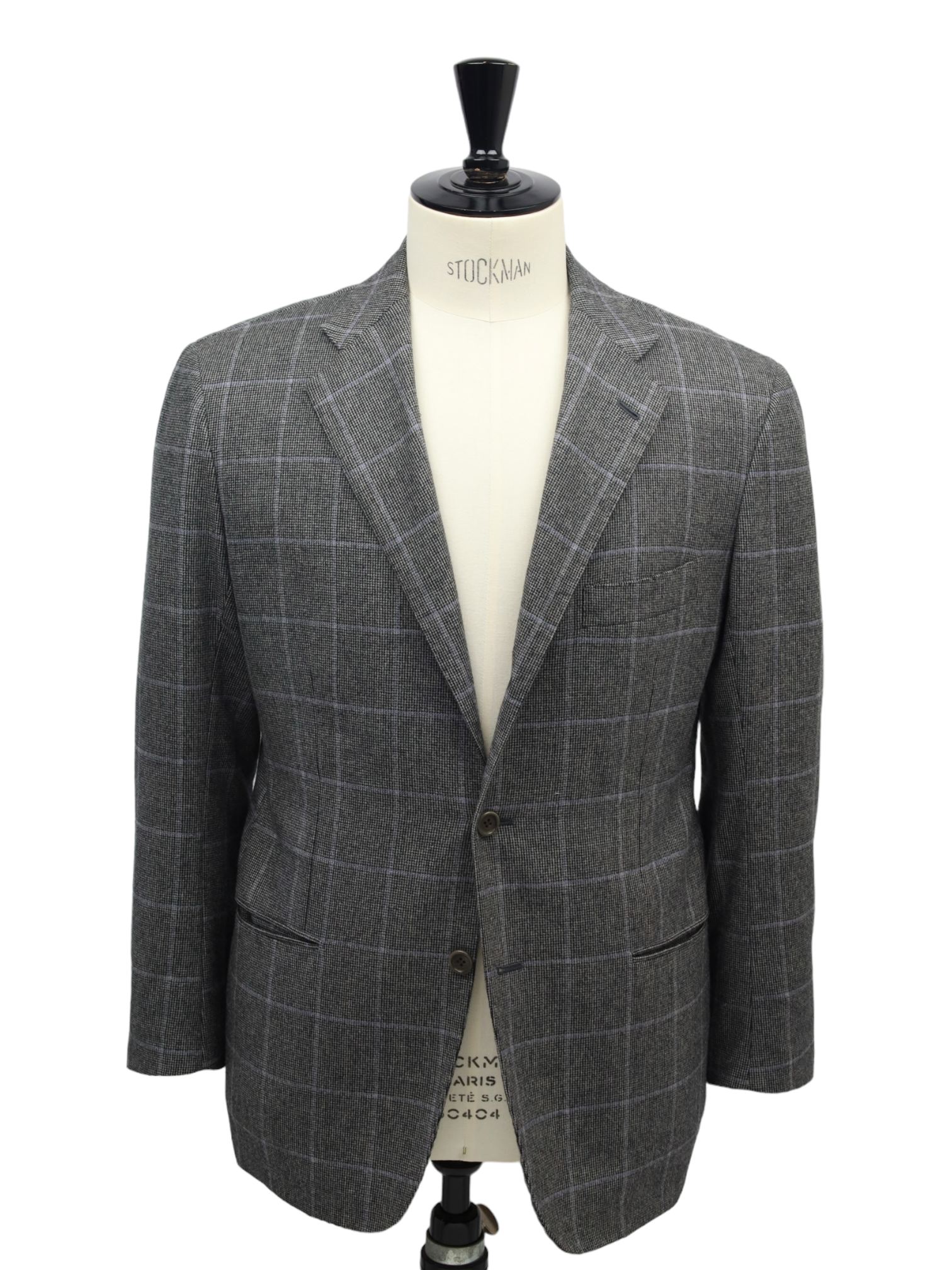Kiton Grey Wool & Cashmere Windowpane Jacket