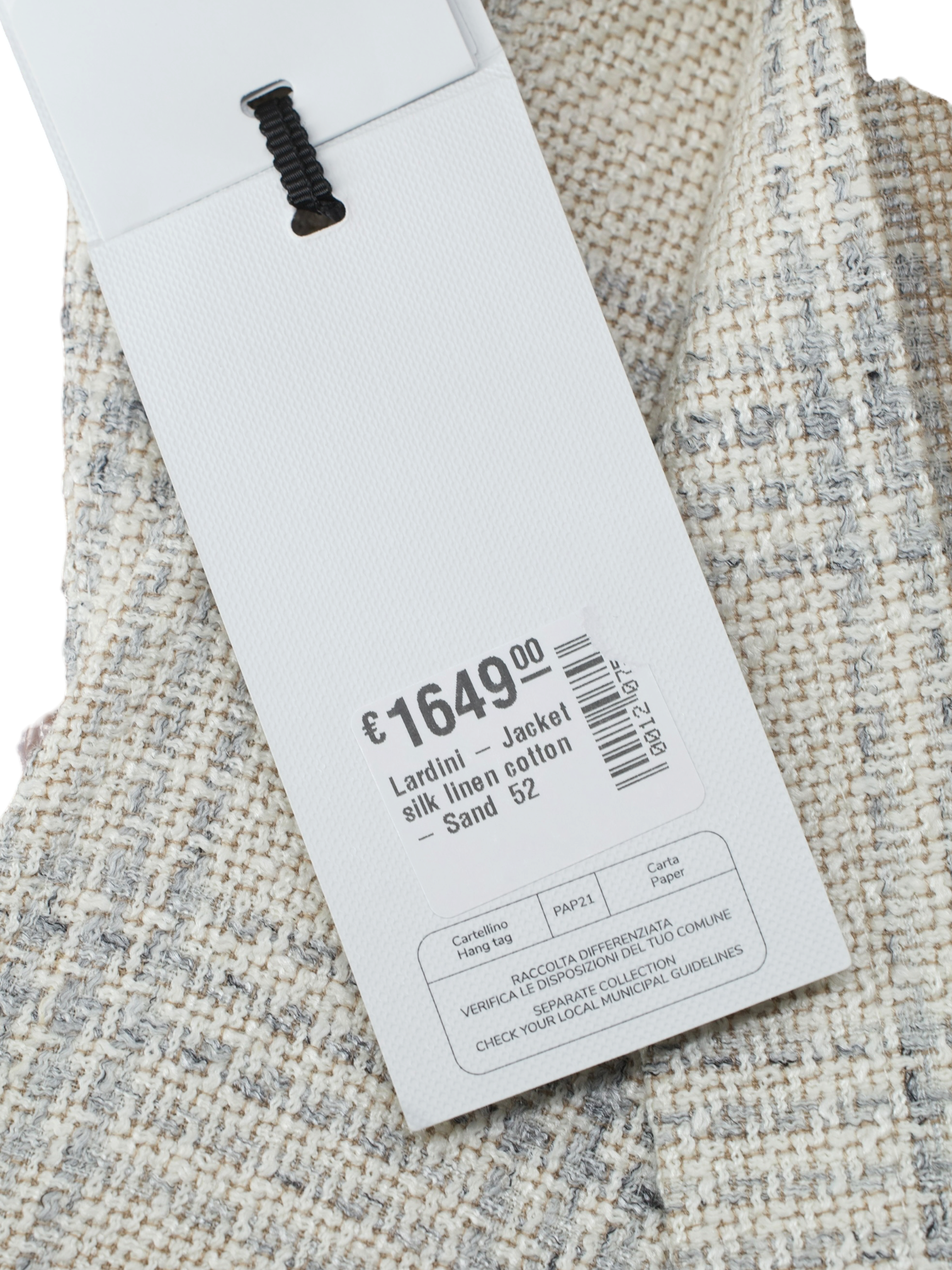Lardini Greige & Light Grey Silk, Linen & Cotton Checkered Jacket