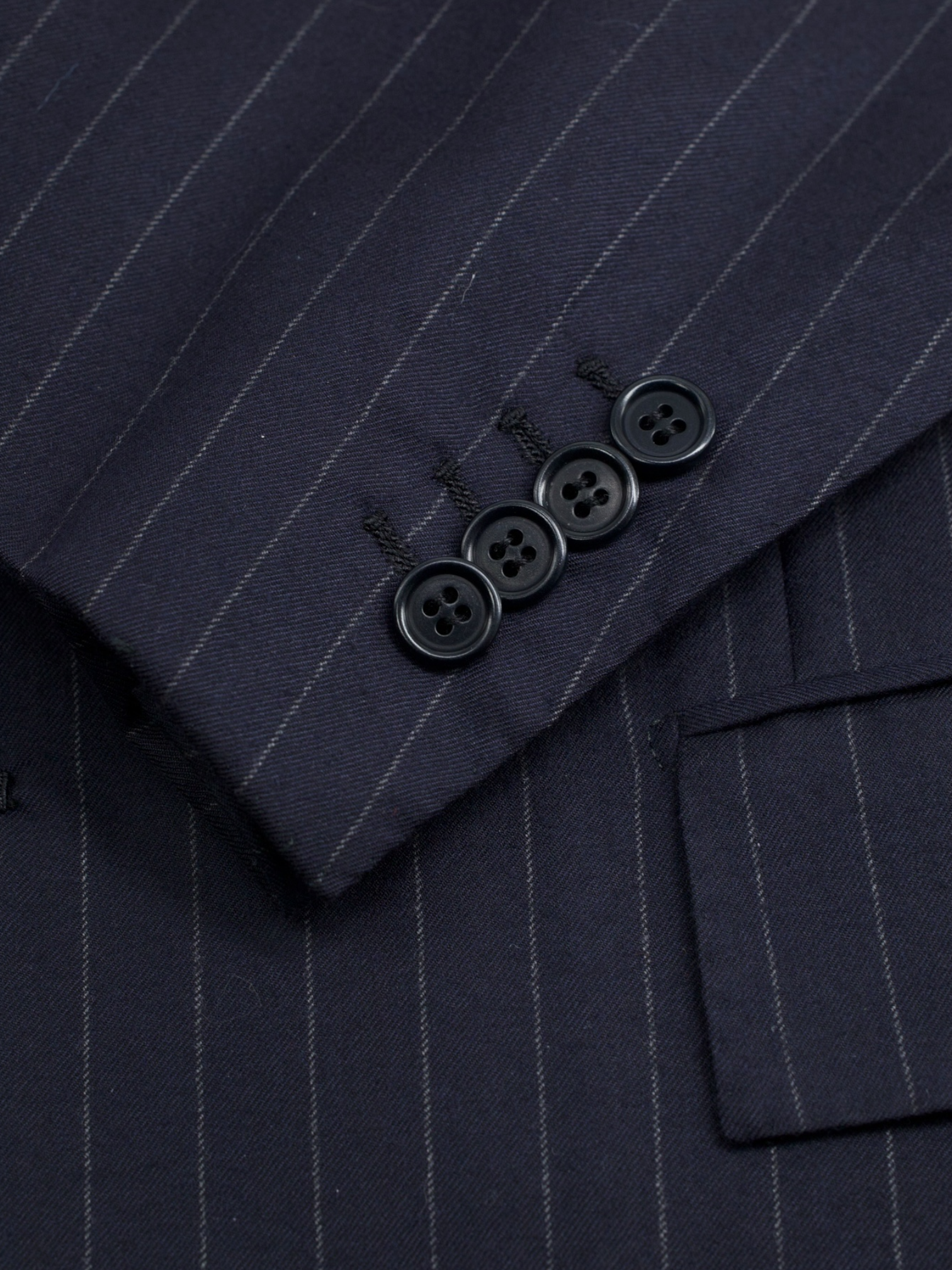 Kiton Navy Lightly-Brushed Super 180's "Blanc Blu" Pinstripe Suit