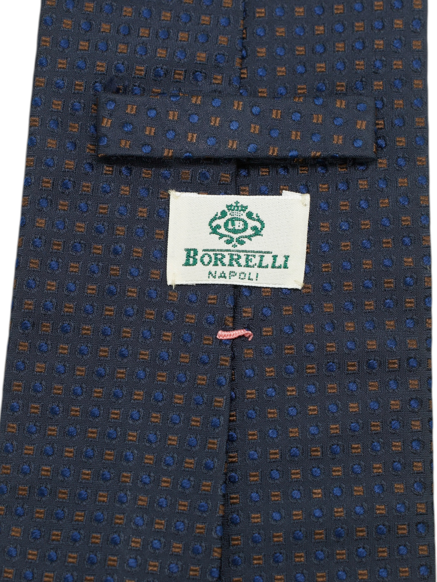 Luigi Borrelli Dark Grey & Navy Blue Silk Geometric Tie