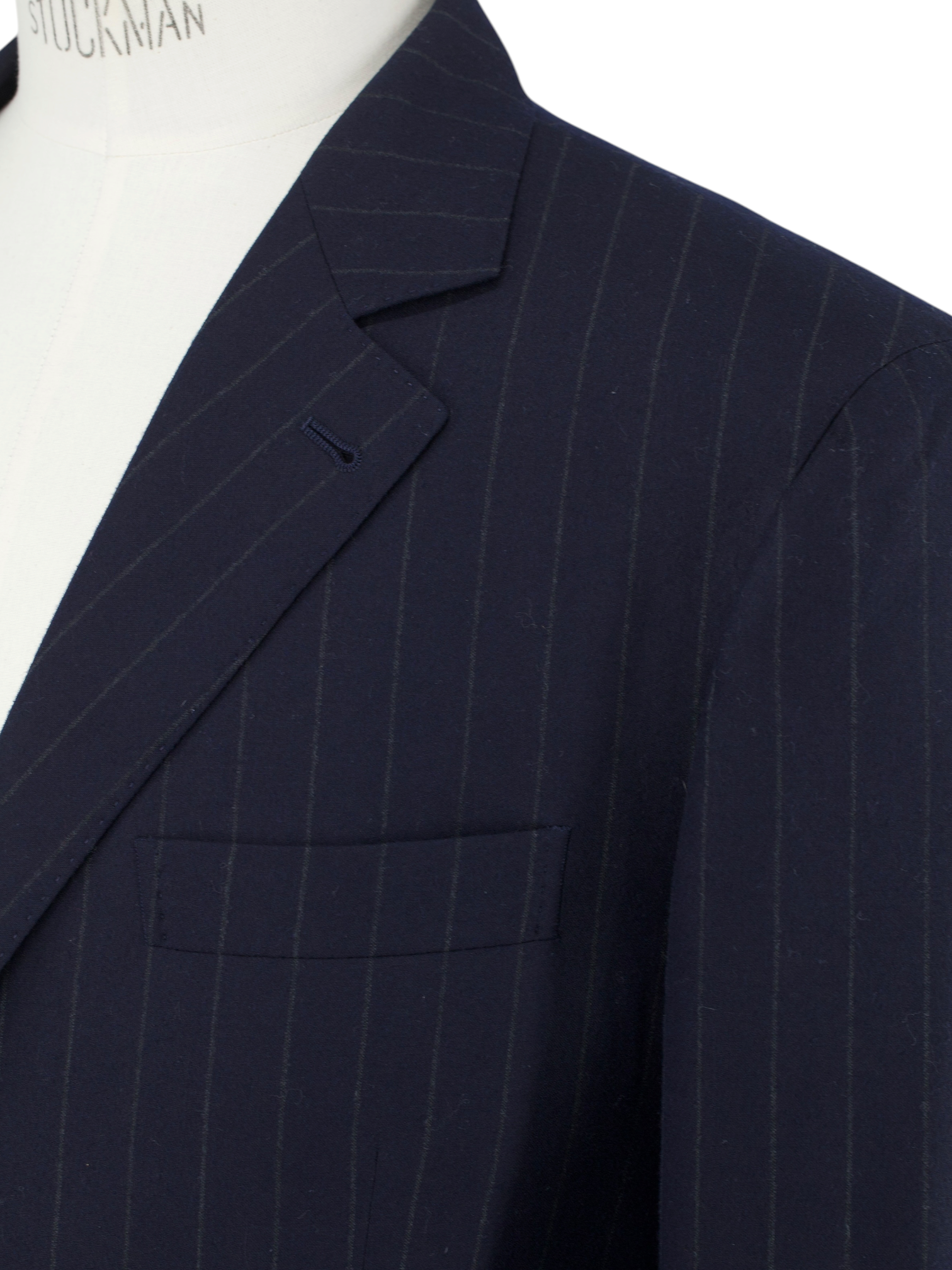 Brunello Cucinelli Navy Brushed Wool & Silk Pinstripe Suit