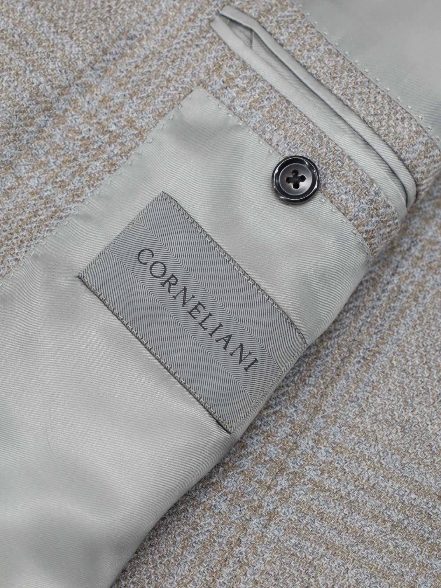 Corneliani Brown & Ice-Blue Wool & Silk "Sartoria Light" Glencheck Jacket