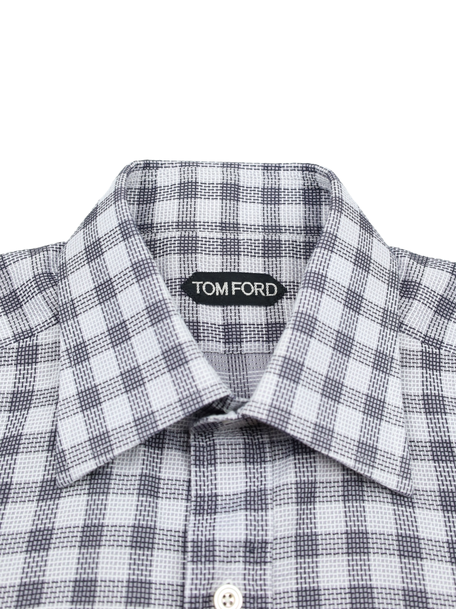 Tom Ford Grey Plain-Weave Check Shirt