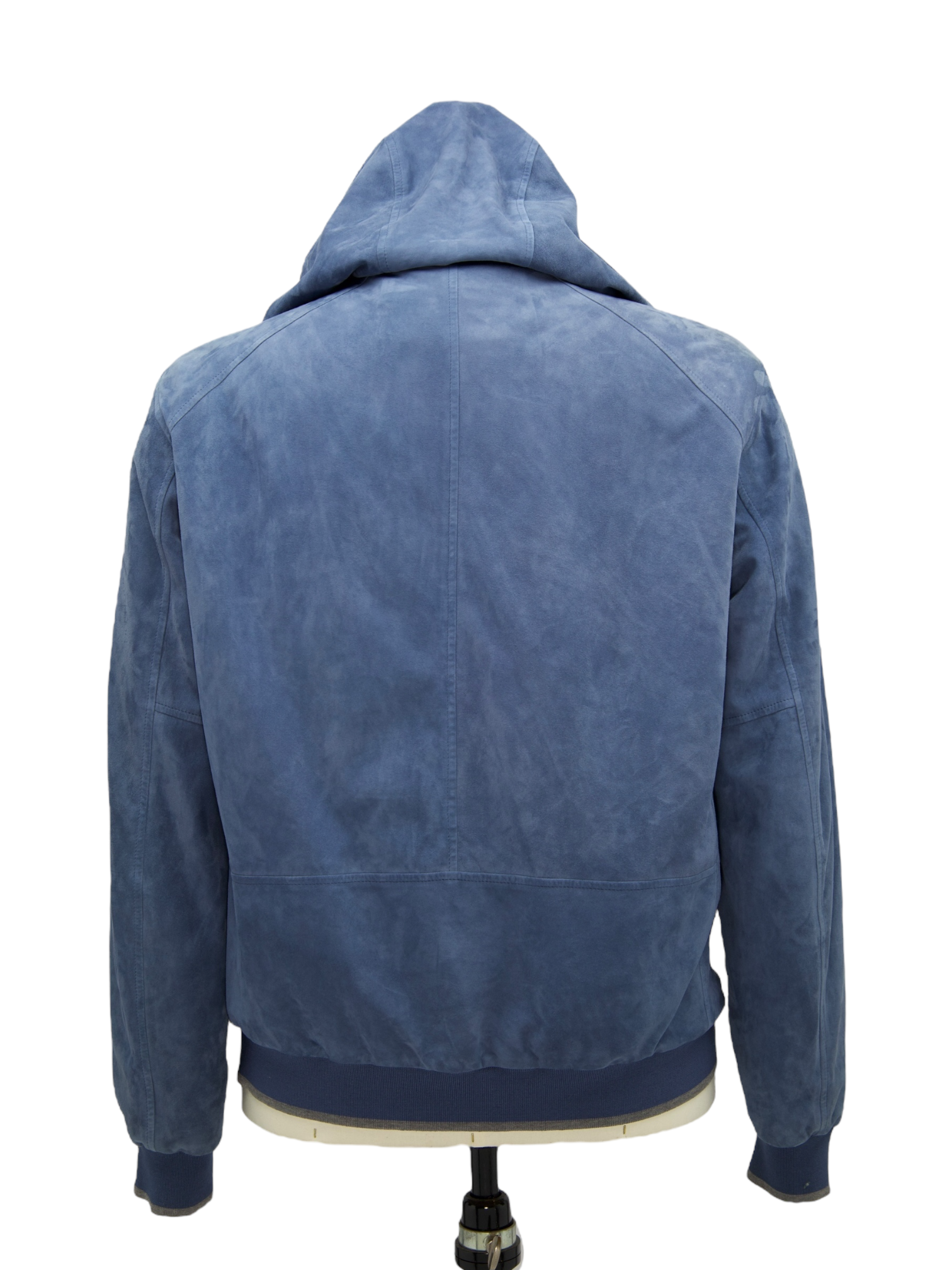 Corneliani Light Blue Lambskin Suede Hooded Jacket