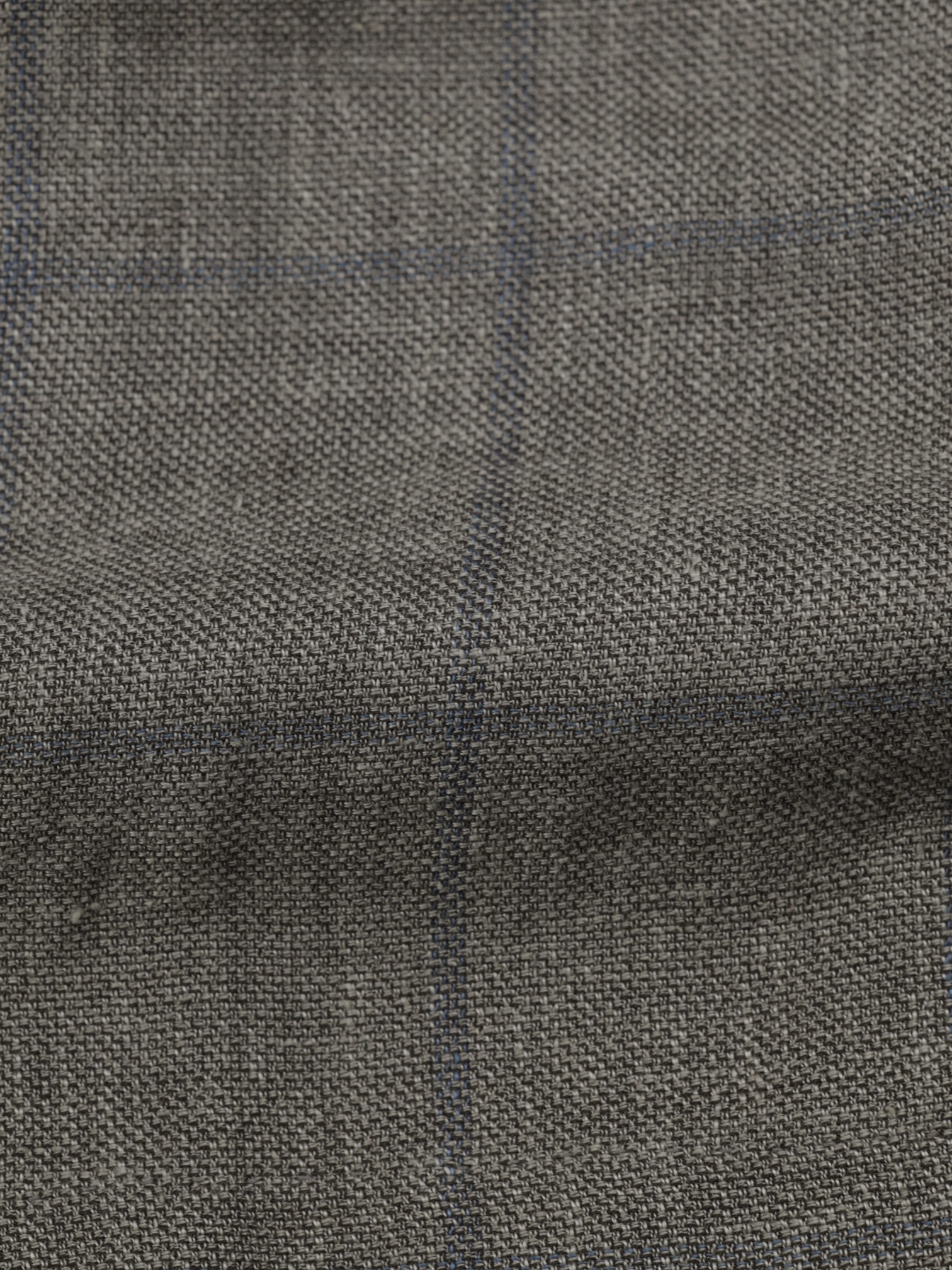 Brunello Cucinelli Light Brown & Chambray Blue Linen, Wool & Silk Windowpane Jacket