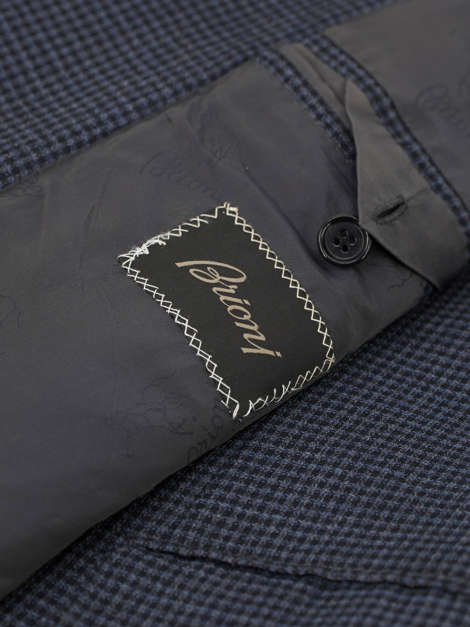 Brioni Blue Wool, Cashmere & Silk Pied de Poule Brunico Jacket