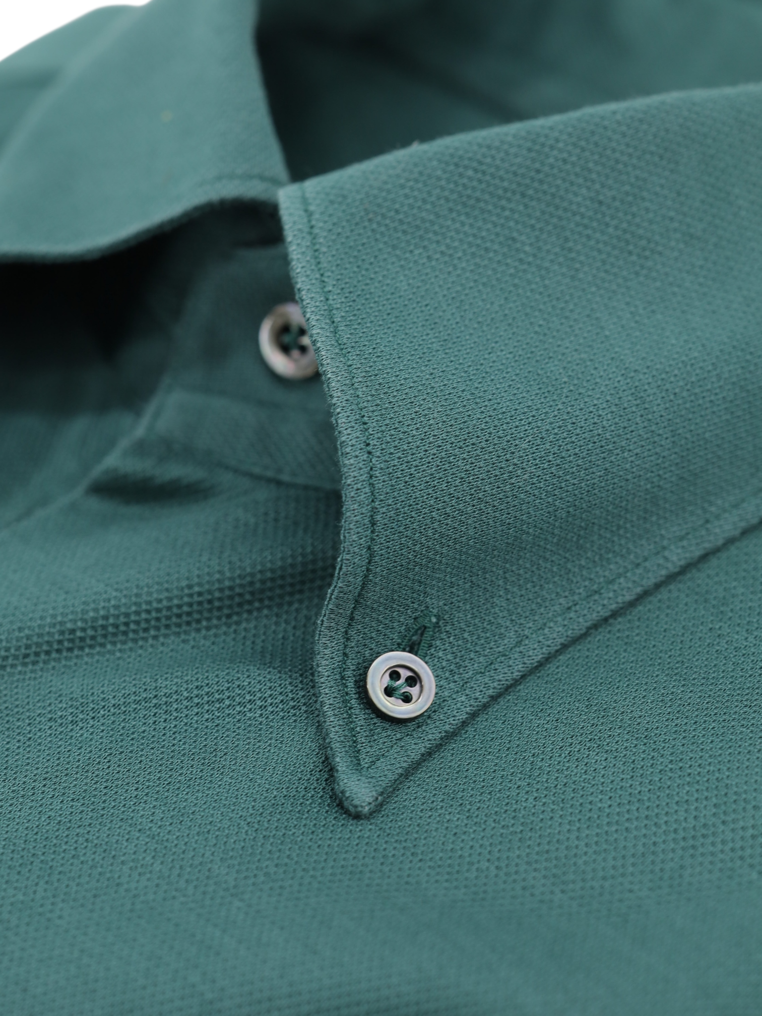 Fray Verdigris Green Piqué-Cotton Button Down Collar Shirt