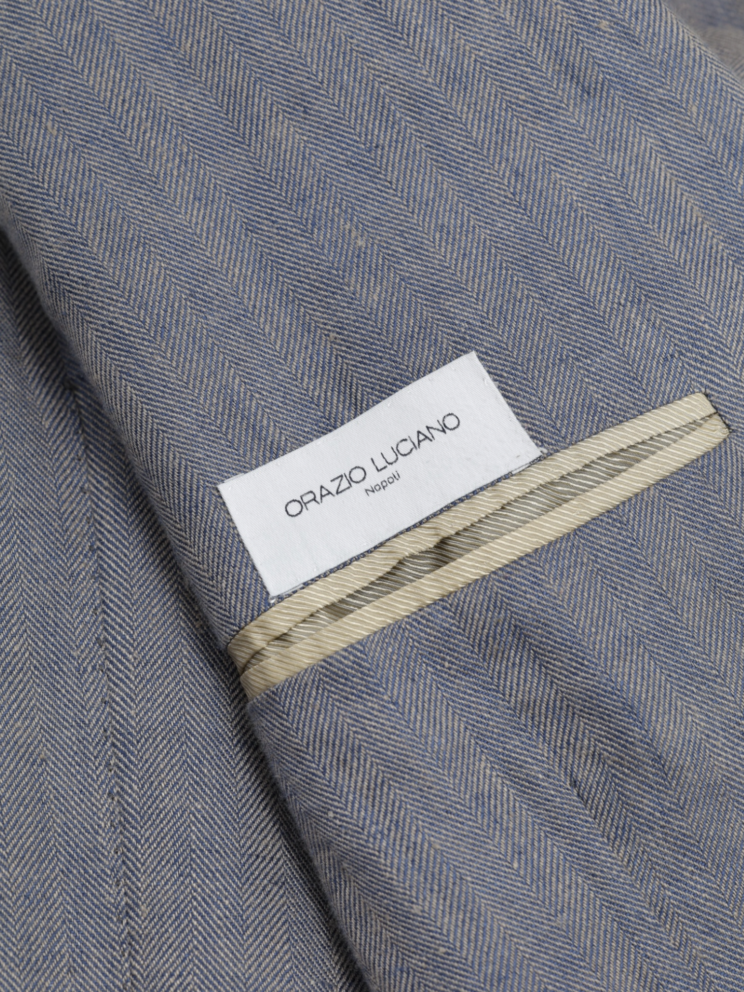 Orazio Luciano Blue & Brown Linen Herringbone Sartorial Jacket
