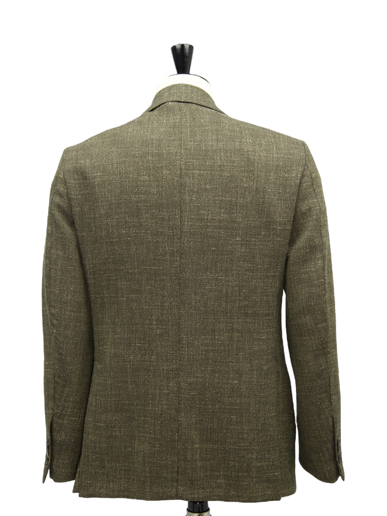 Caruso Olive Green Wool, Silk & Linen Micro-Structure Panarea Jacket