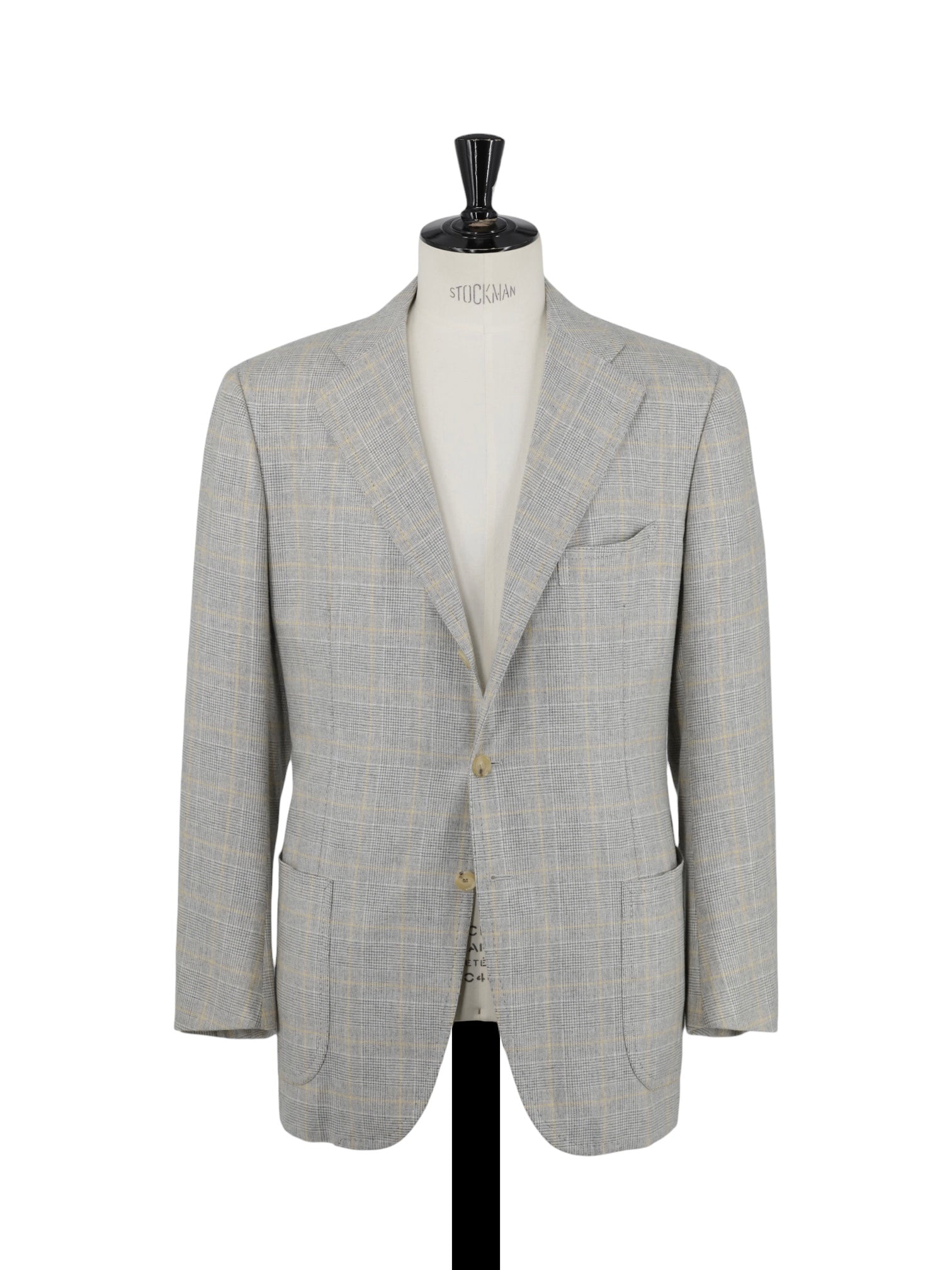 Cesare Attolini Light Grey & Yellow Pure Cashmere Prince of Wales Jacket