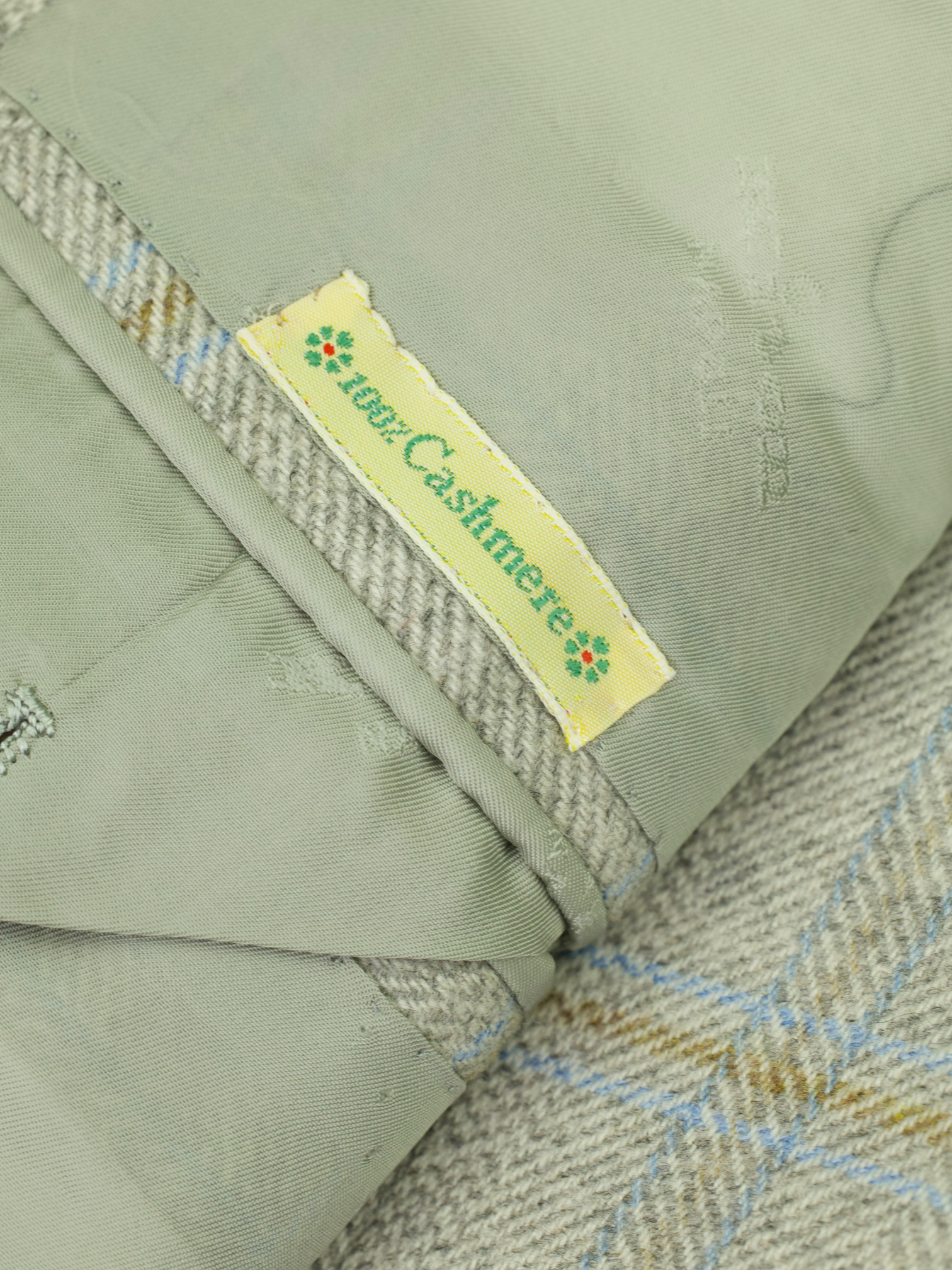 Kiton Light Grey, Brown & Blue Pure Cashmere Windowpane Jacket