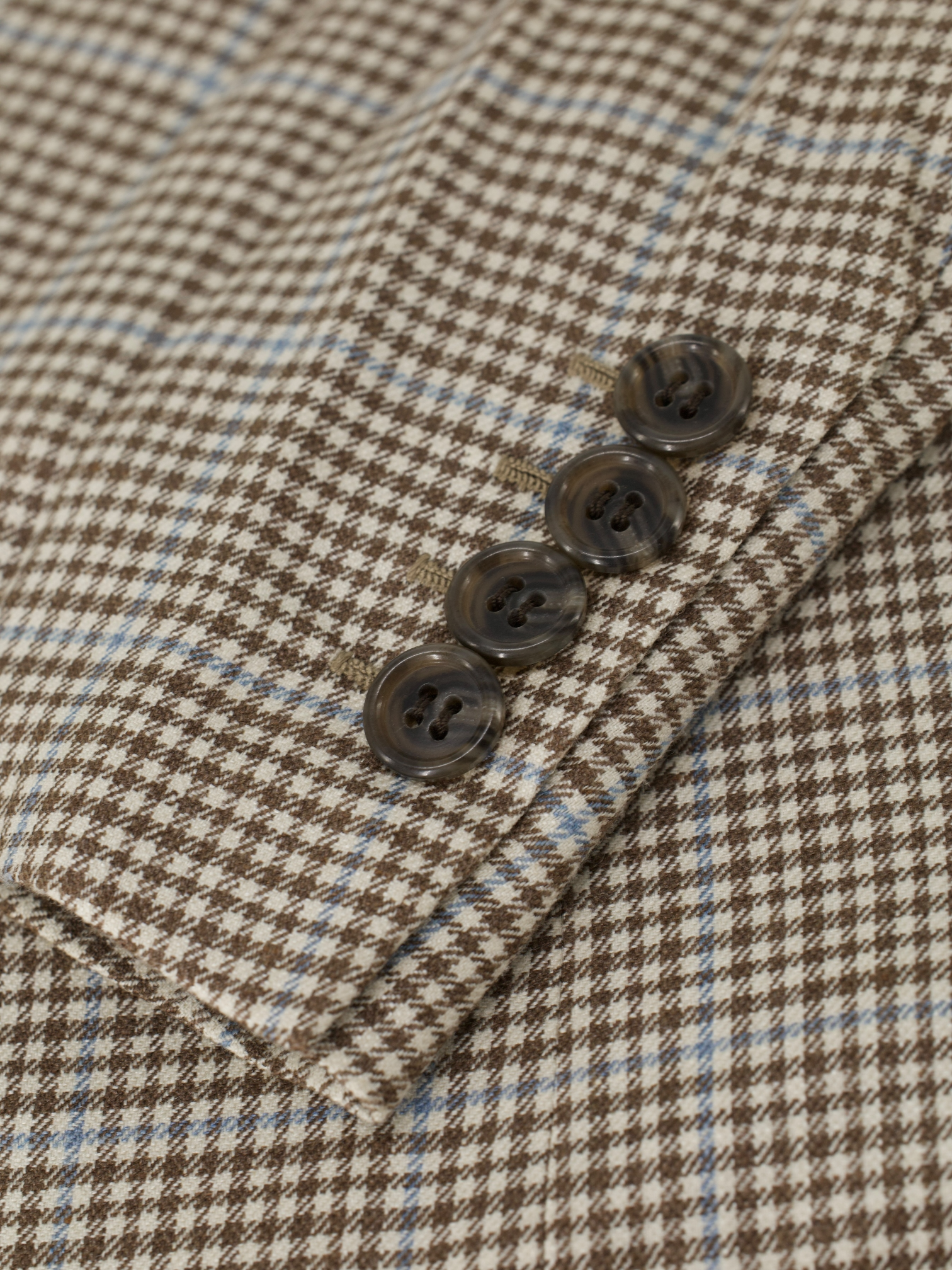 Brioni Light Brown & Light Blue Wool, Silk & Linen Overcheck Senato Jacket