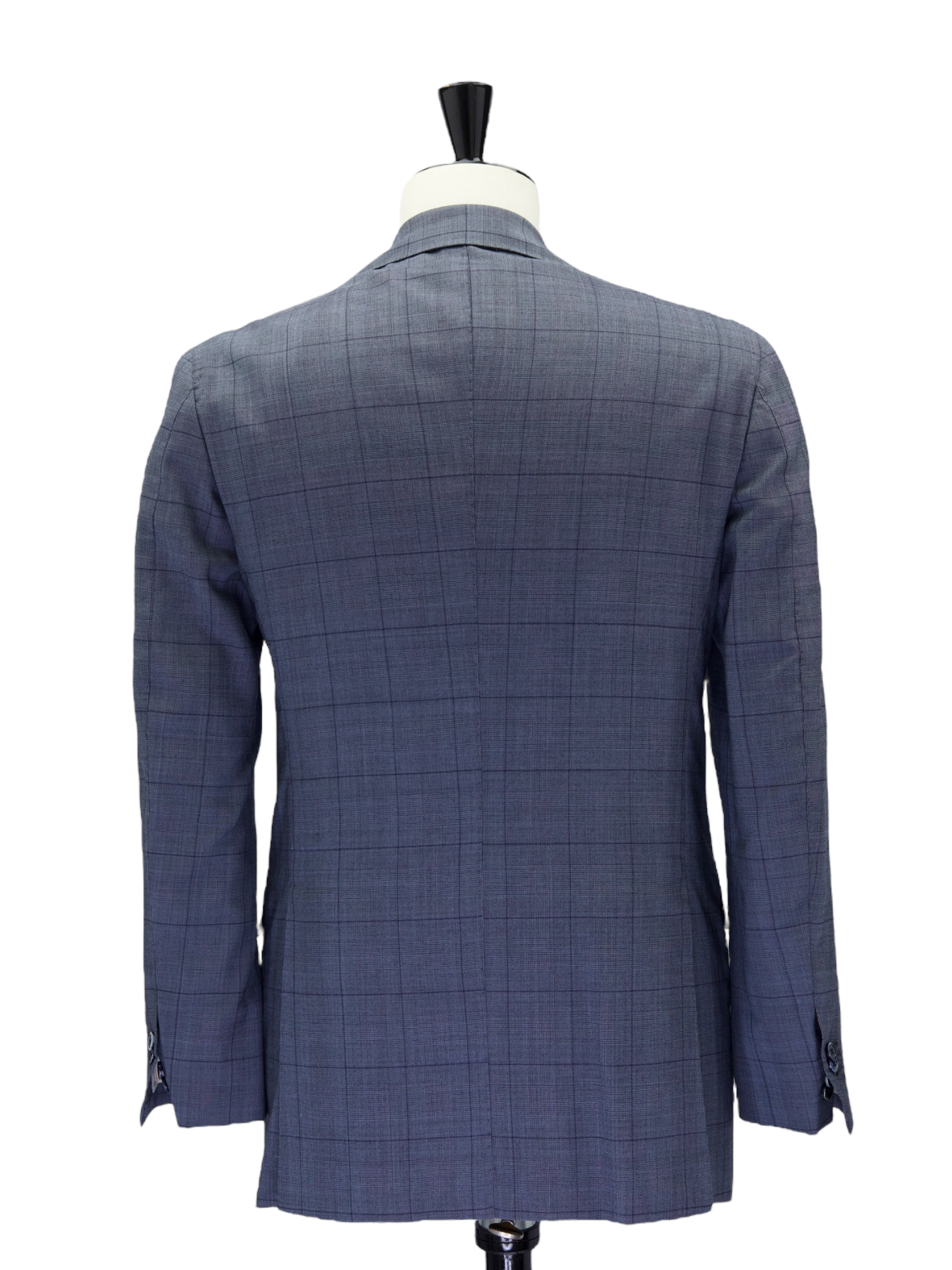 Orazio Luciano Grey & Navy Wool, Silk & Linen Windowpane Suit