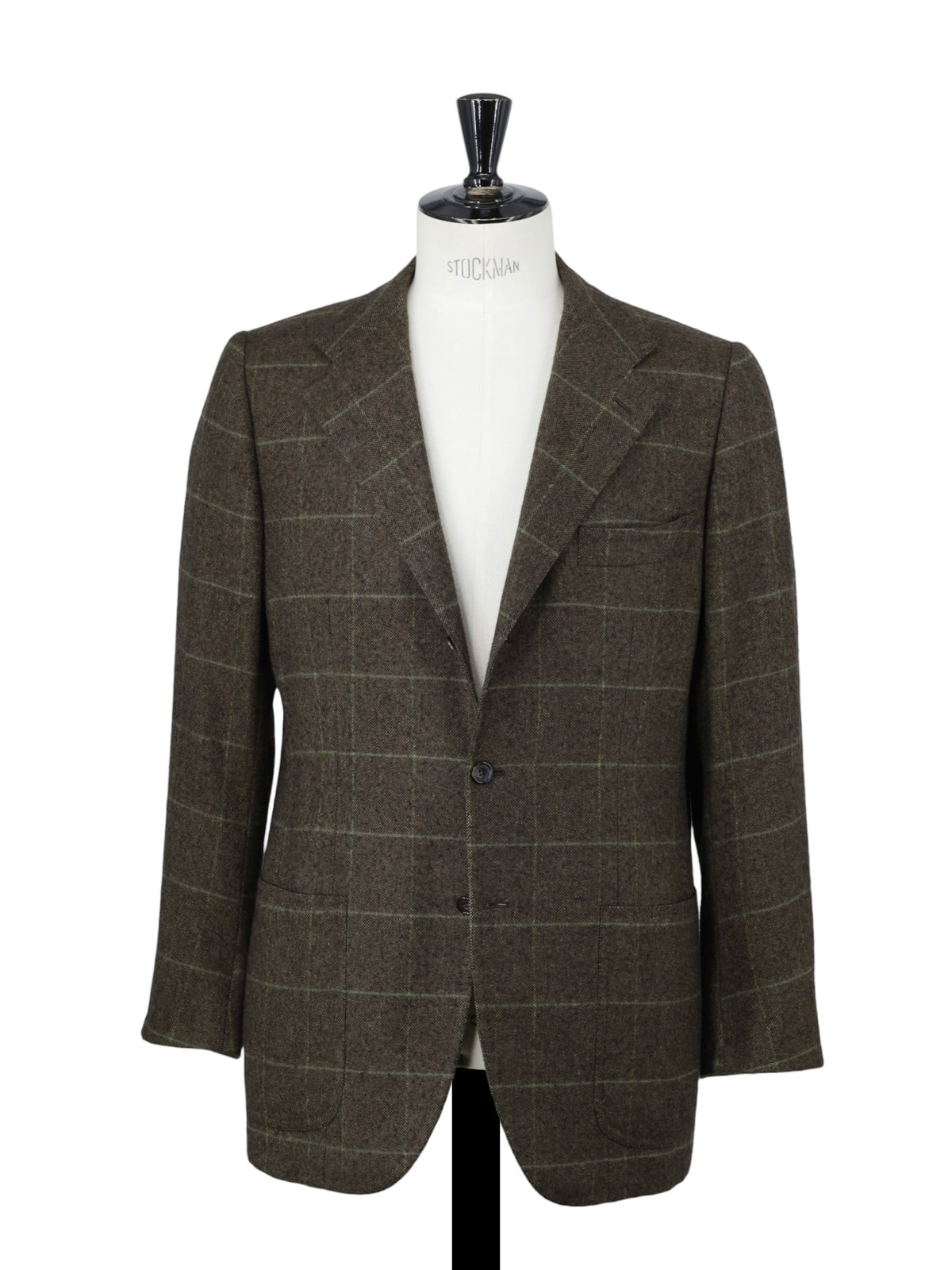 Kiton Taupe & Green Pure Cashmere Windowpane Jacket