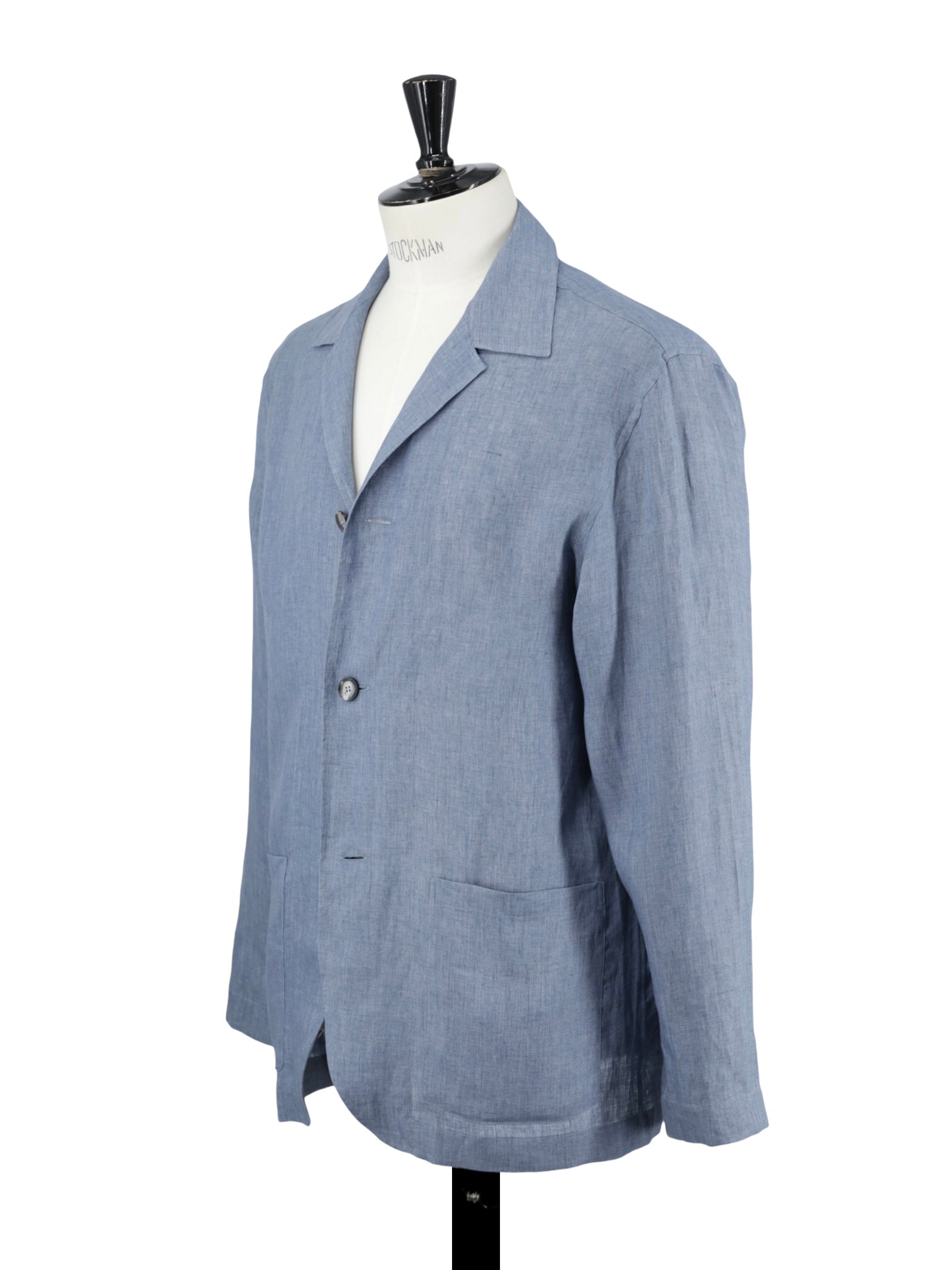 Brioni Azzurro Blue Linen Camp-Collar Shirt Jacket