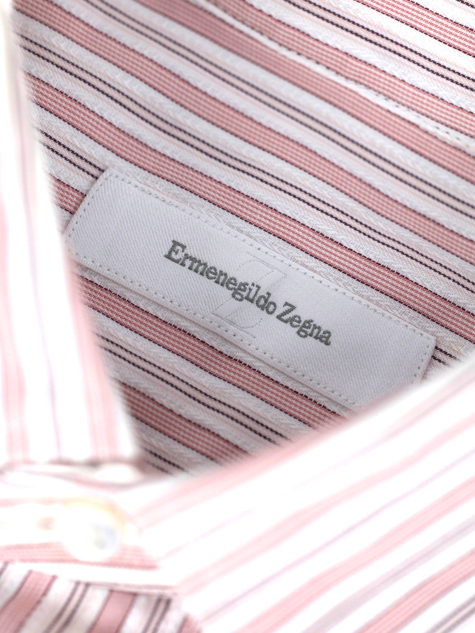 Ermenegildo Zegna Pink & White Cotton Striped Dress Shirt