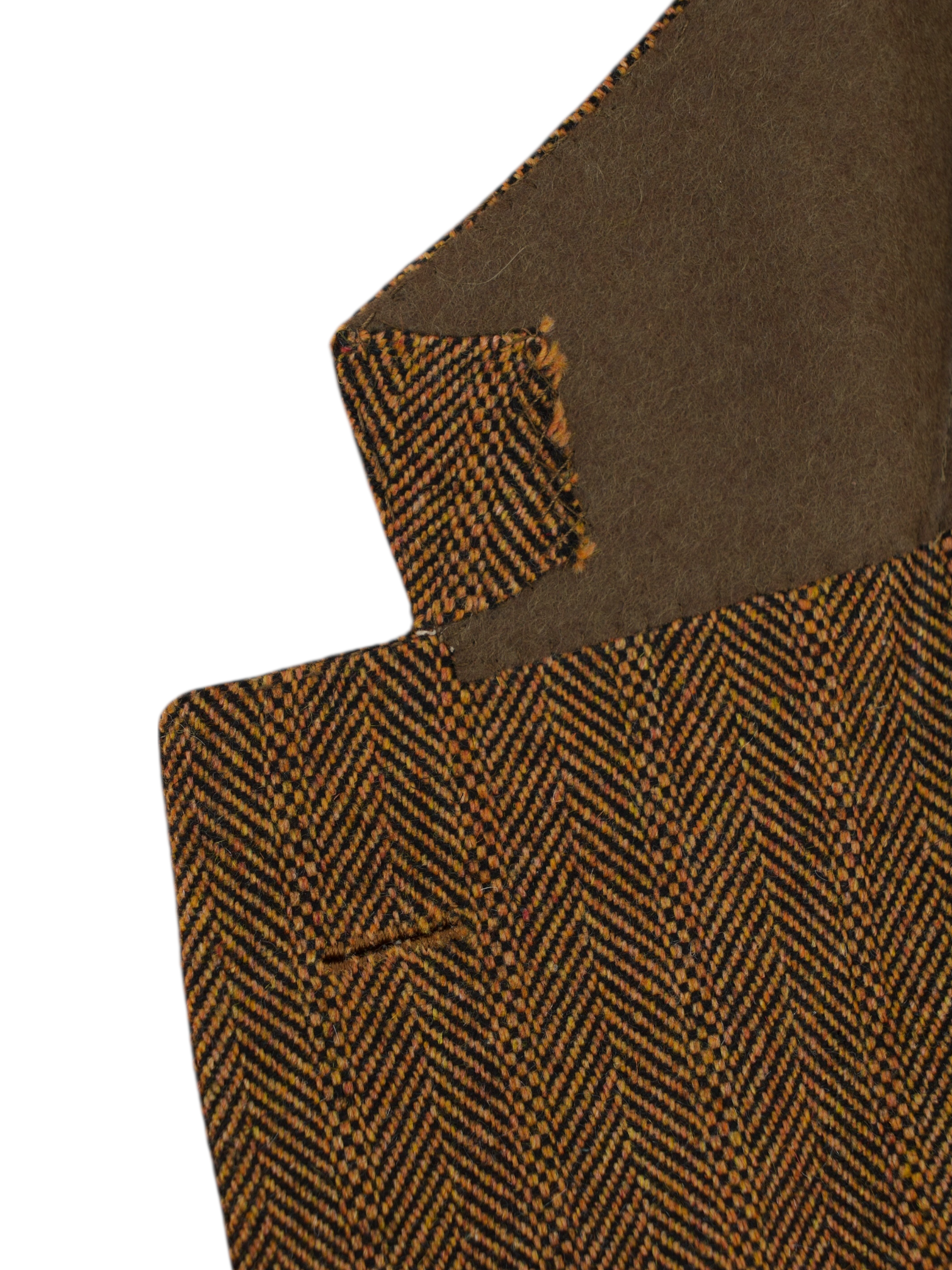 Kiton Burnt Orange Cashmere-Tweed Multicolor Herringbone Jacket