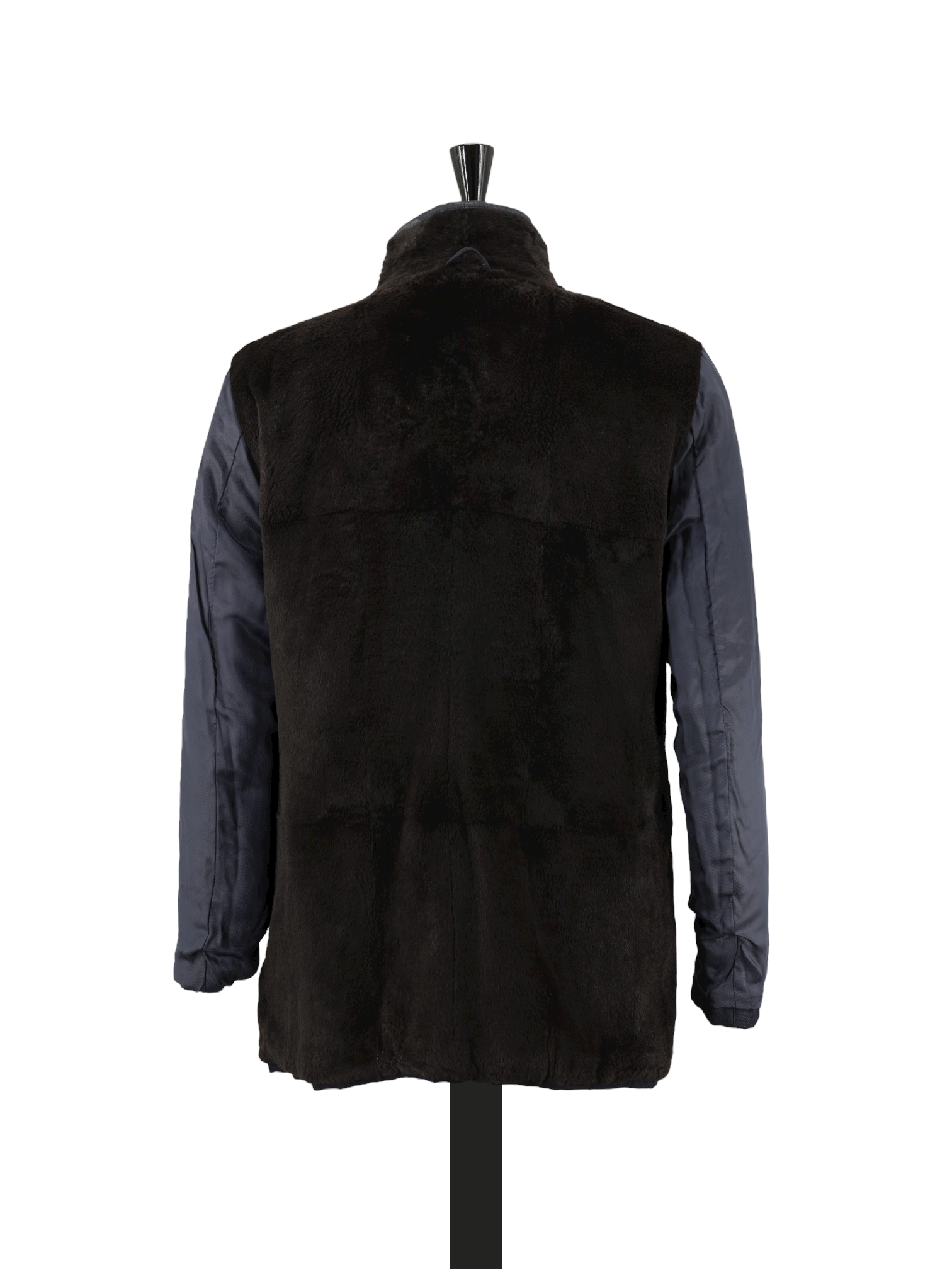 Mandelli Navy Storm System & Rabbit-Fur Lining Overcoat