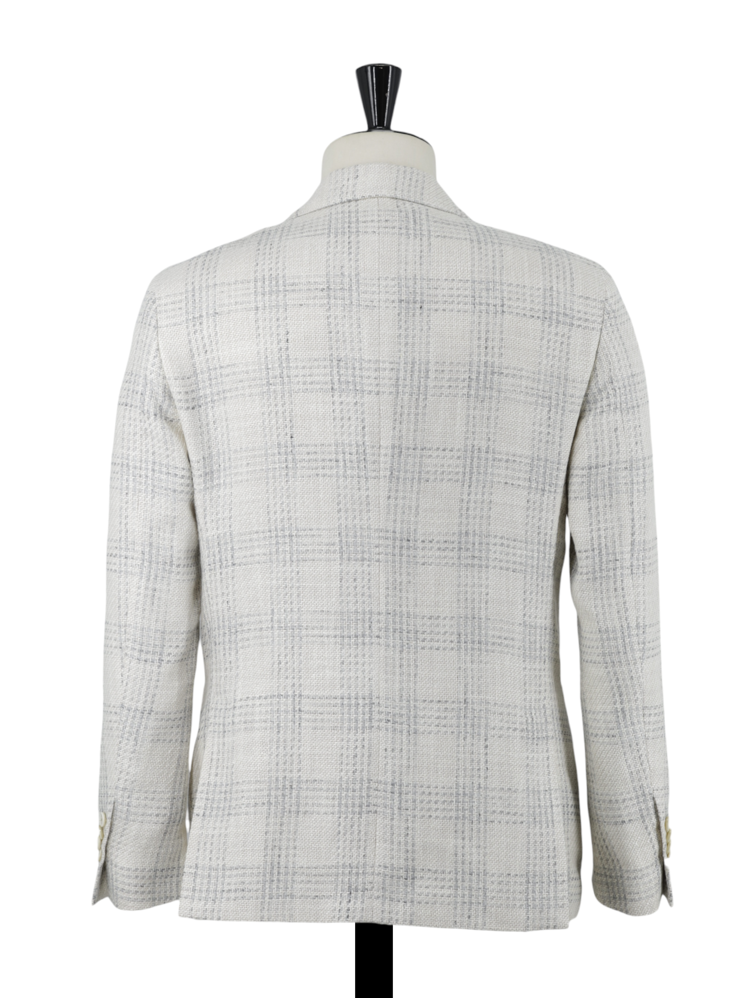Lardini Greige & Light Grey Silk, Linen & Cotton Checkered Jacket