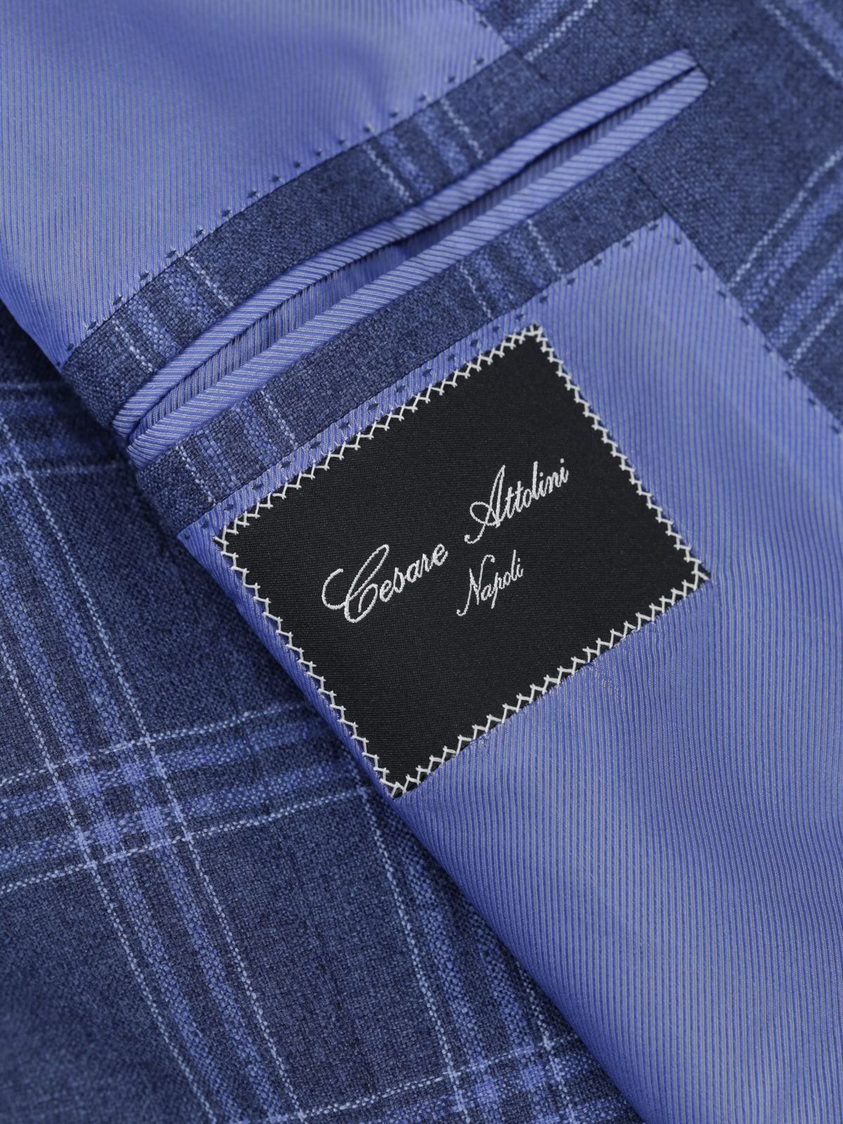 Cesare Attolini Blue Silk & Cashmere Windowpane Jacket