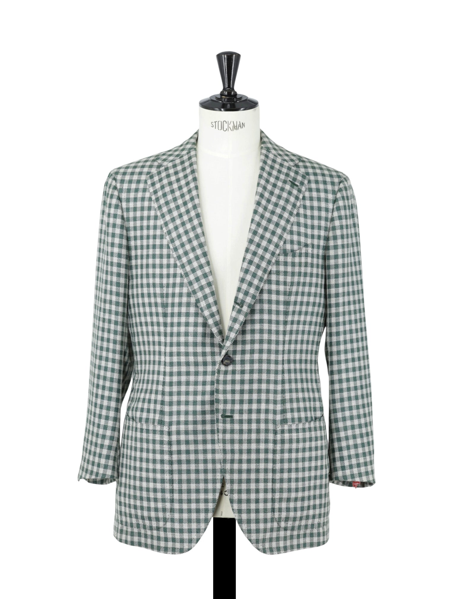 Cesare Attolini Green Wool, Silk & Linen Gingham-Check Jacket