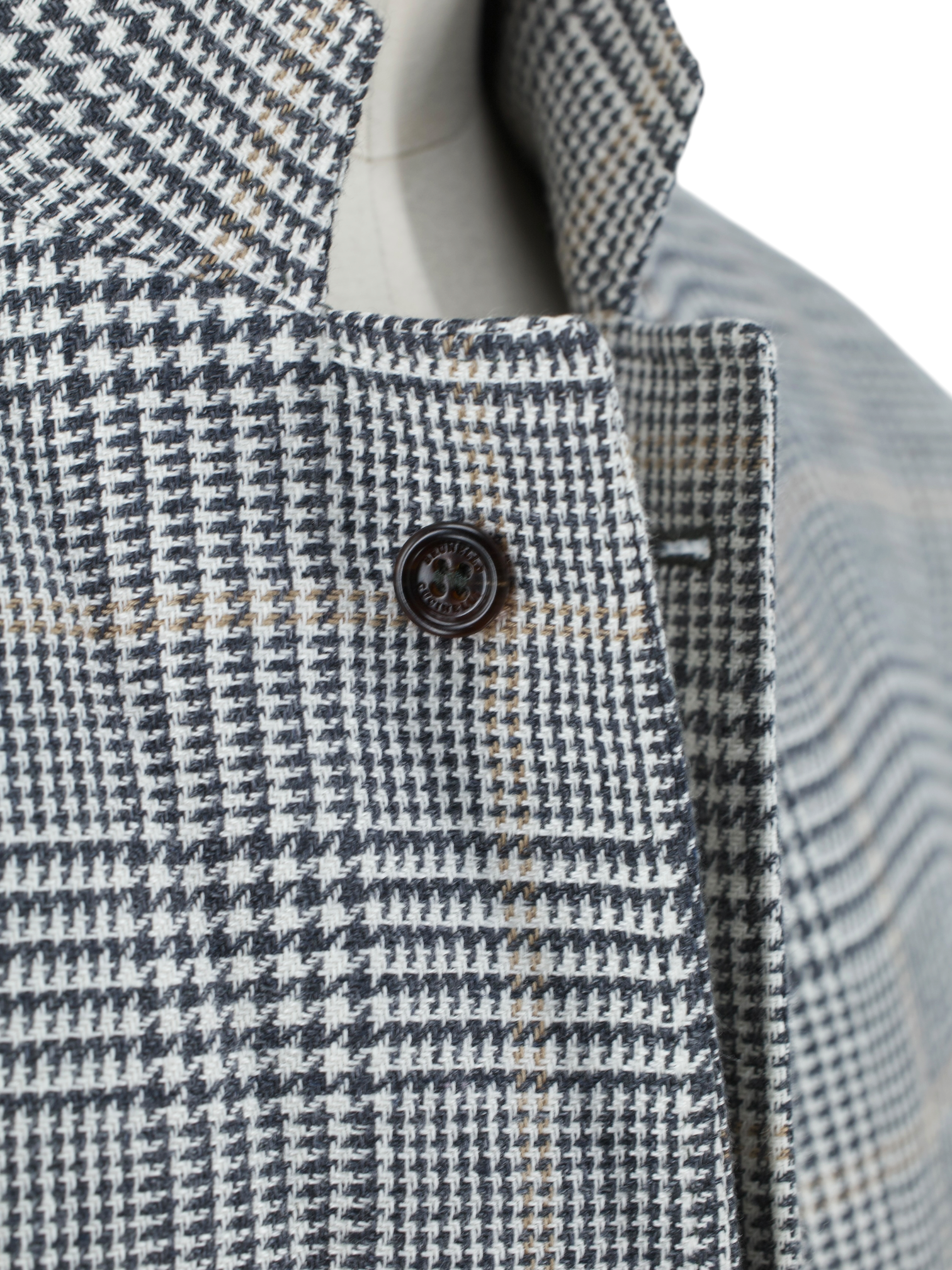 Brunello Cucinelli Grey & Light Brown Linen, Wool & Silk Glenplaid Jacket