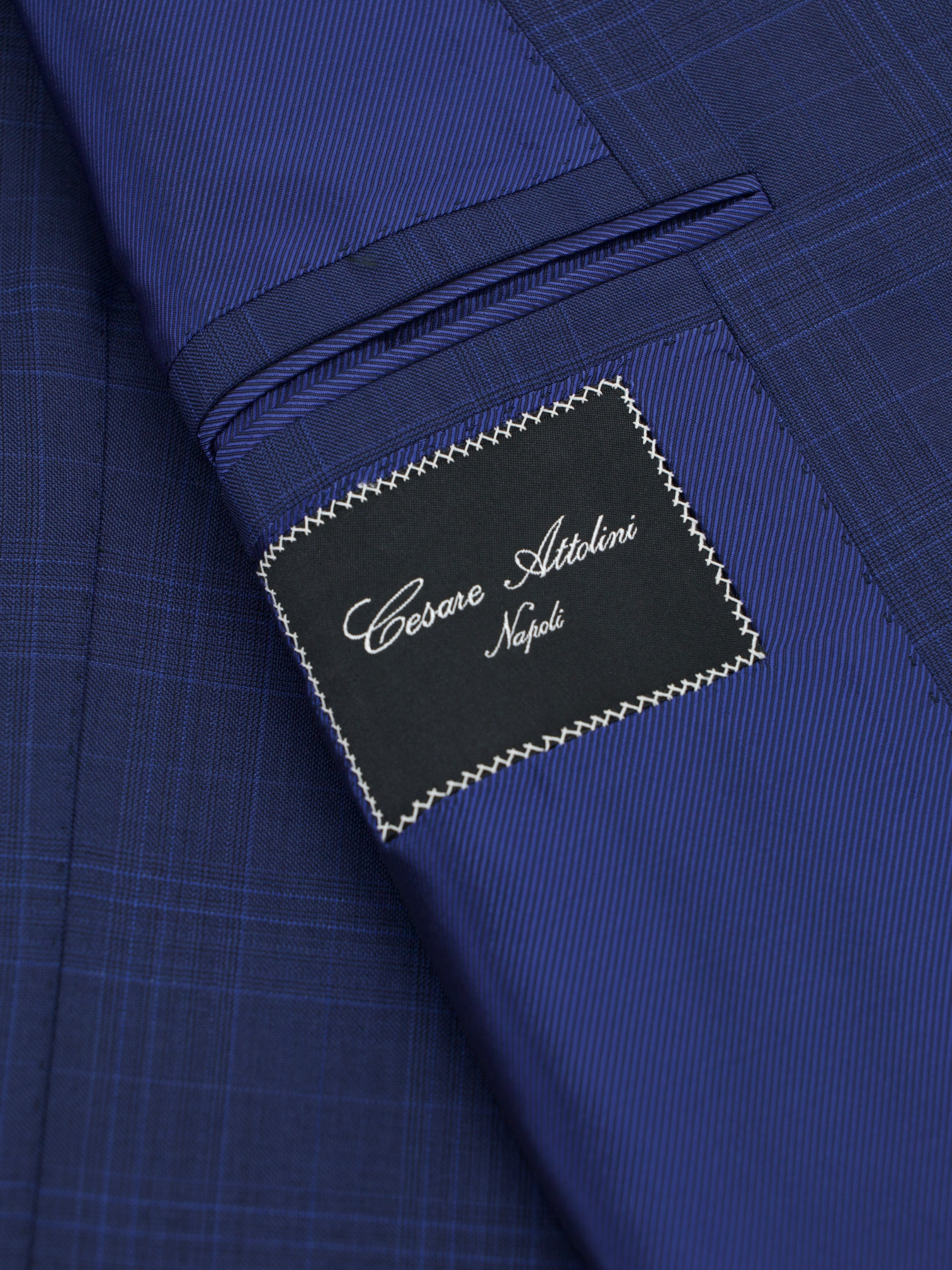 Cesare Attolini Royal Blue Super 170's & Silk Windowpane Wedding Suit