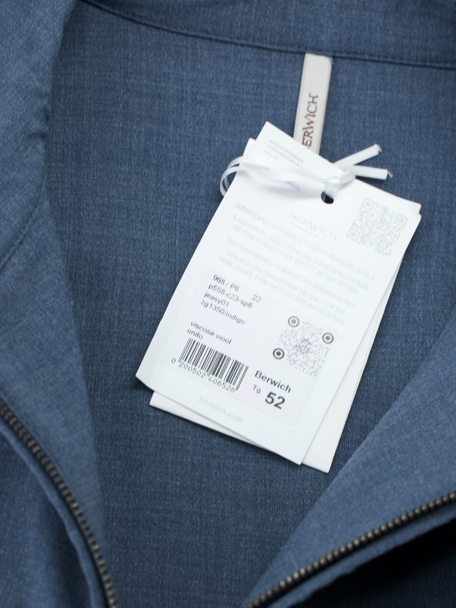 Berwich x Zignone Ocean Blue Wool & Viscose Blouson Jacket