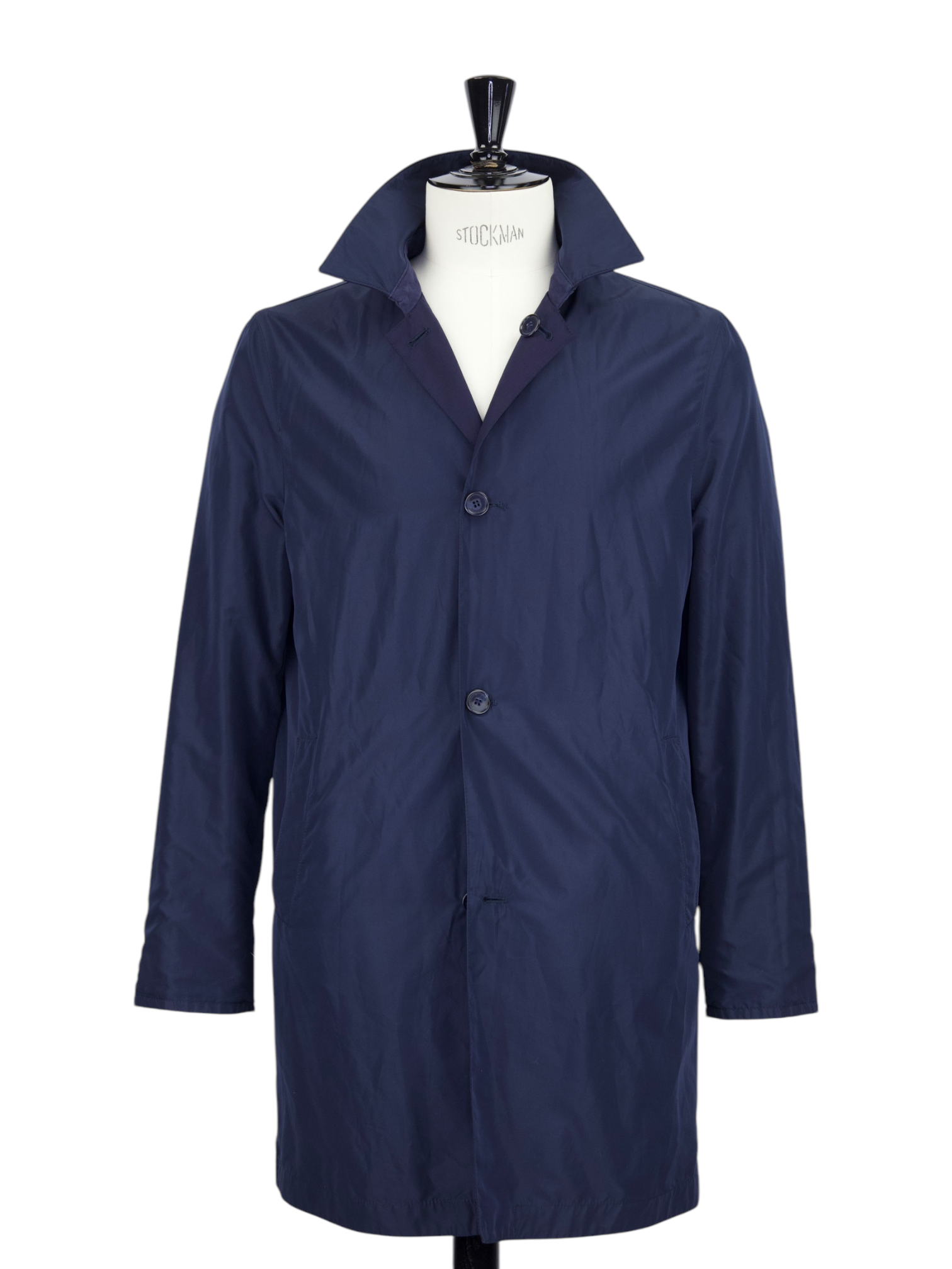 Mandelli Navy Reversible Extrafine Wool Car-Coat