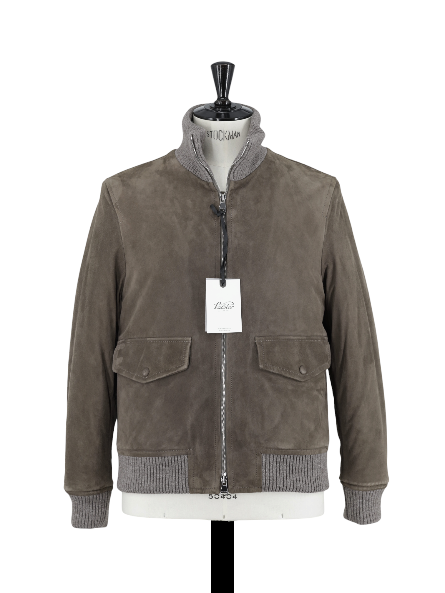 Valstar Warm Grey Lambskin-Suède Padded Bomber Jacket