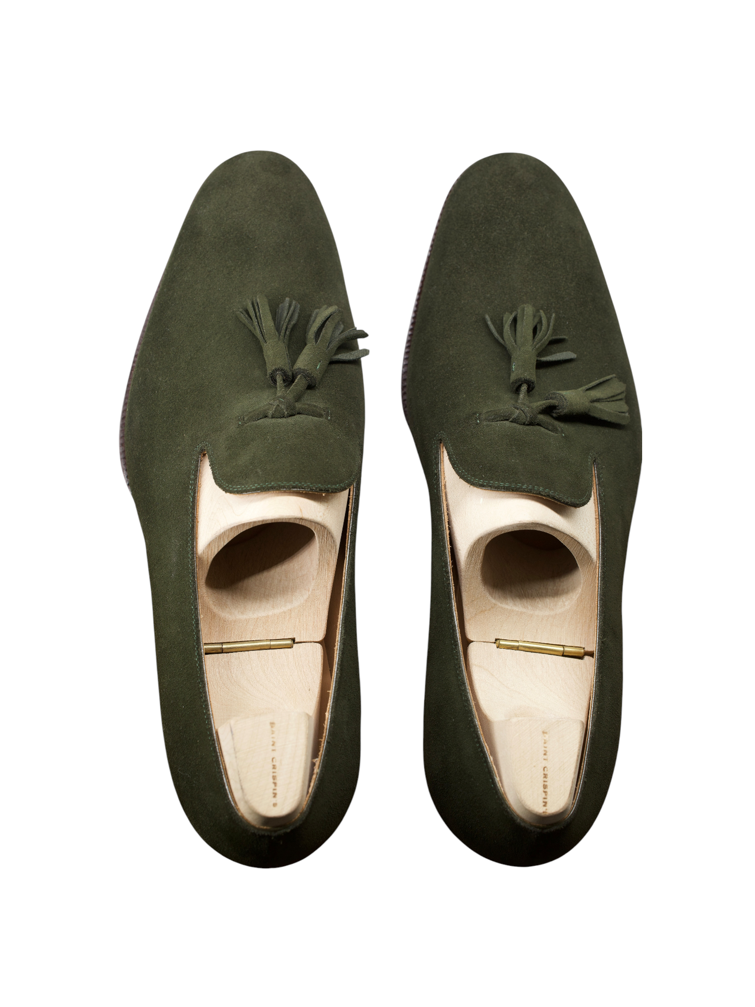 Saint Crispin's Forest Green "530T" Suede Tassel Loafers