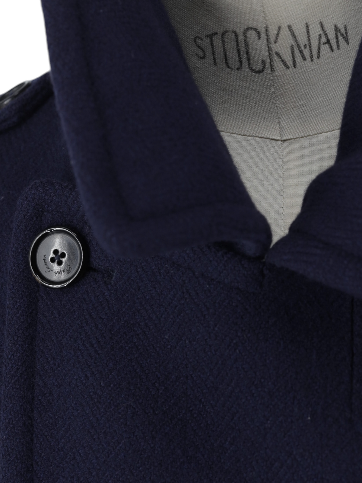 Ralph Lauren Purple Label Navy Wool Herringbone Italian-Made Peacoat