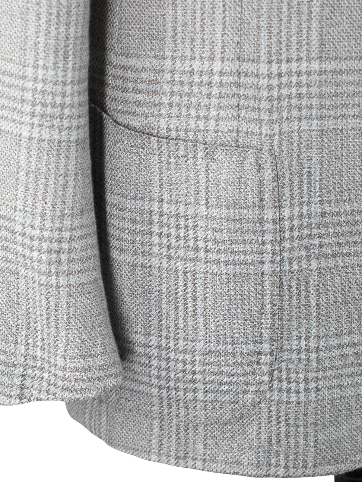 Cesare Attolini Taupe & Ice Blue Wool, Silk & Linen Glenplaid Jacket