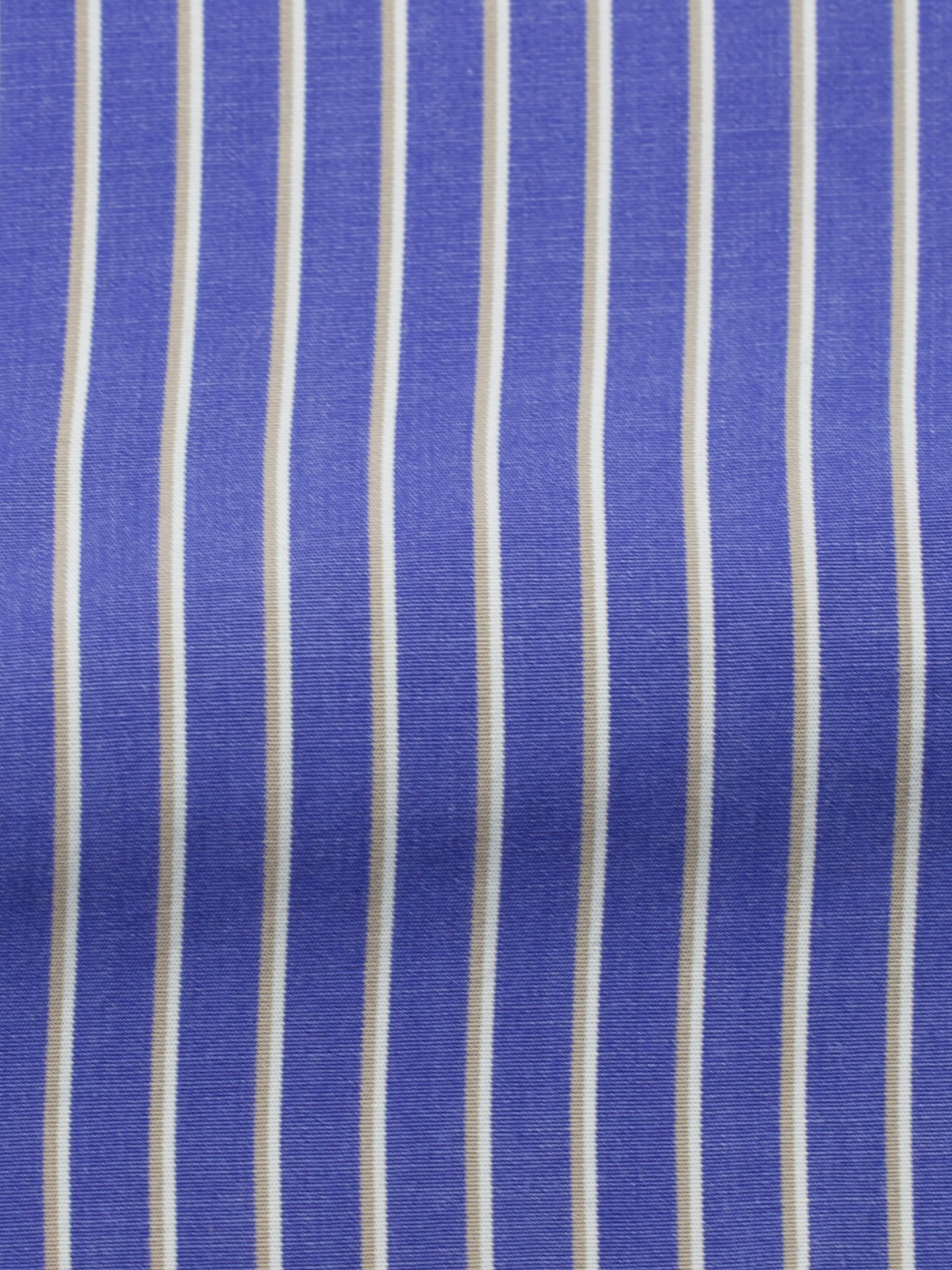 Kiton Blue & Taupe Fine-Cotton Multi-Stripe Napolitan Shirt