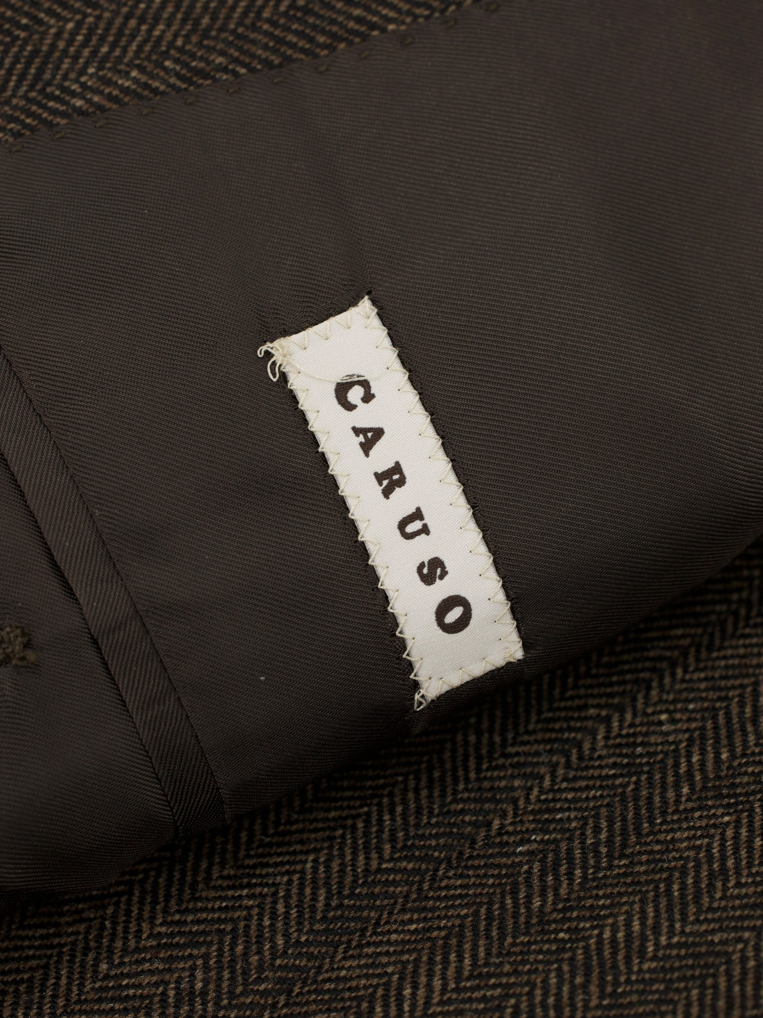 Caruso Chocolate Brown Pure Cashmere Herringbone Jacket