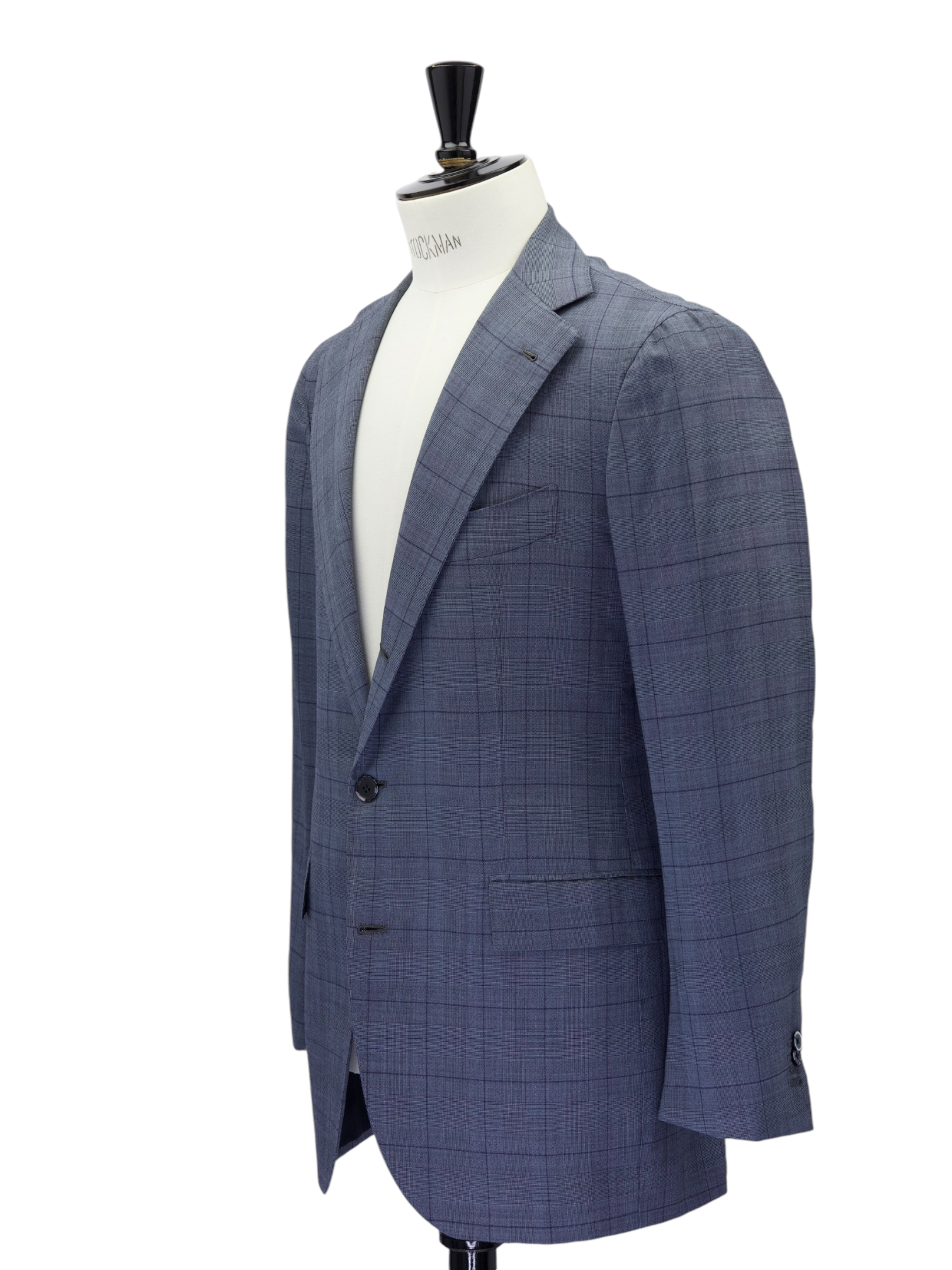 Orazio Luciano Grey & Navy Wool, Silk & Linen Windowpane Suit