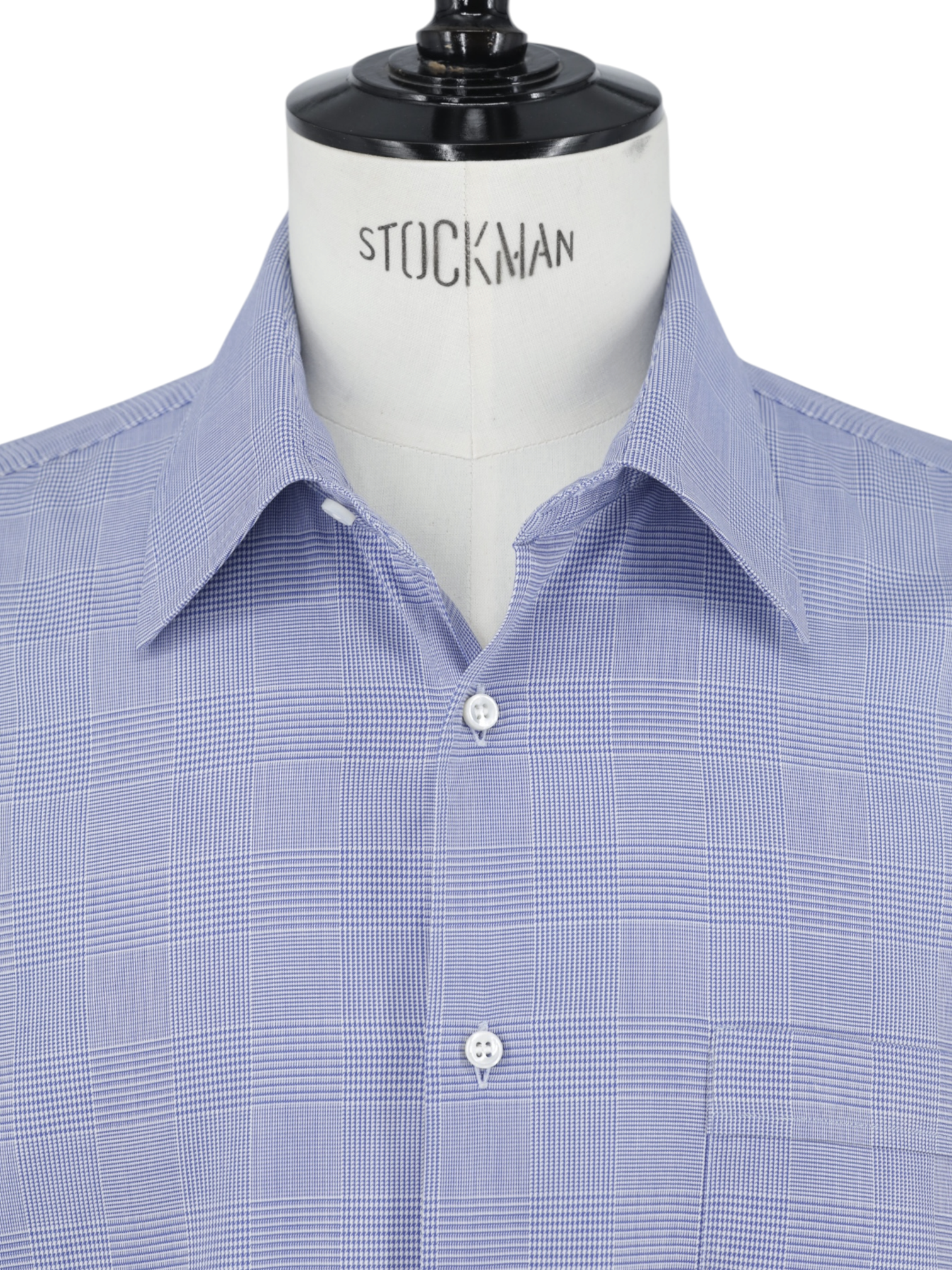 Fray Blue Cotton French-Cuff Prince of Wales Shirt
