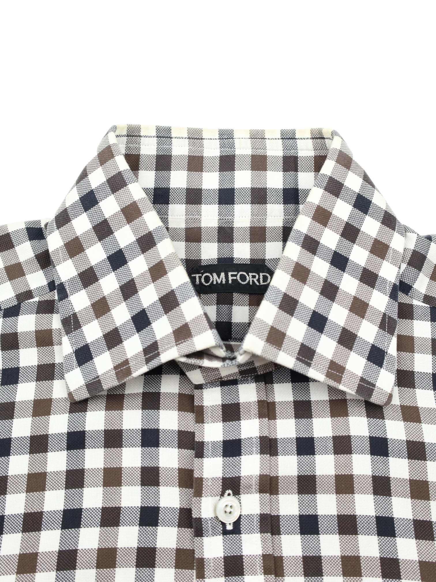 Tom Ford Brown & Blue Gingham Check Shirt