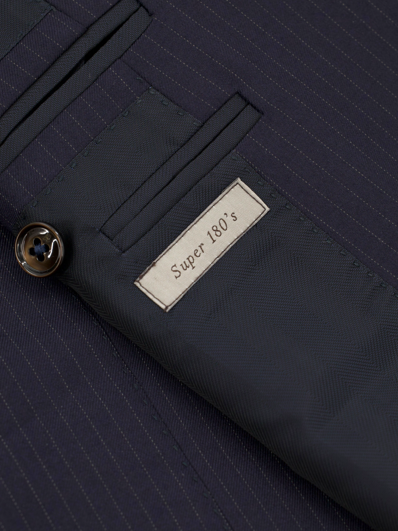Canali Navy Super 180's Pencil-Stripe Business Suit