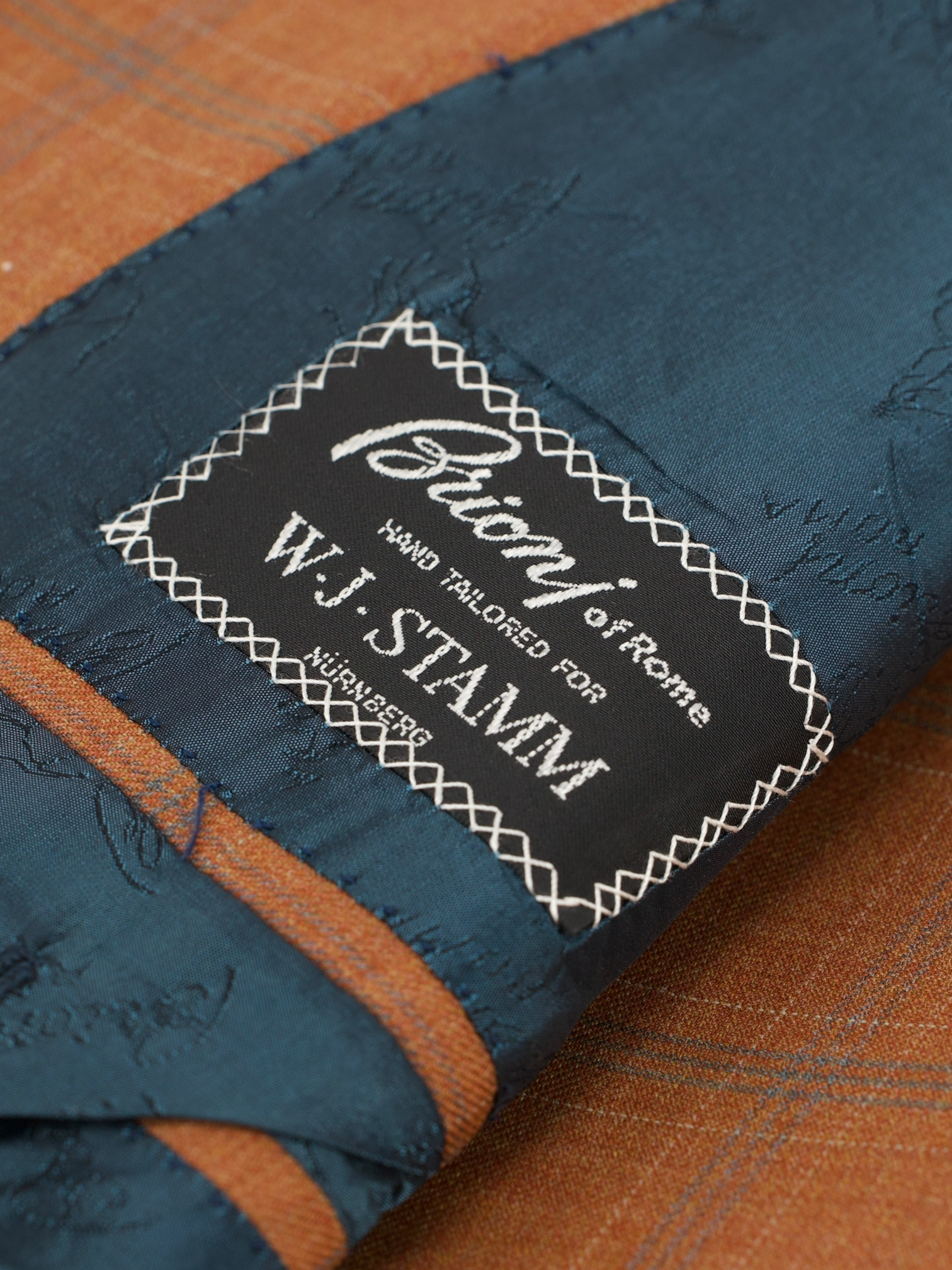 Brioni Terracotta & Blue Fine-Wool Windowpane "Urbino" Jacket